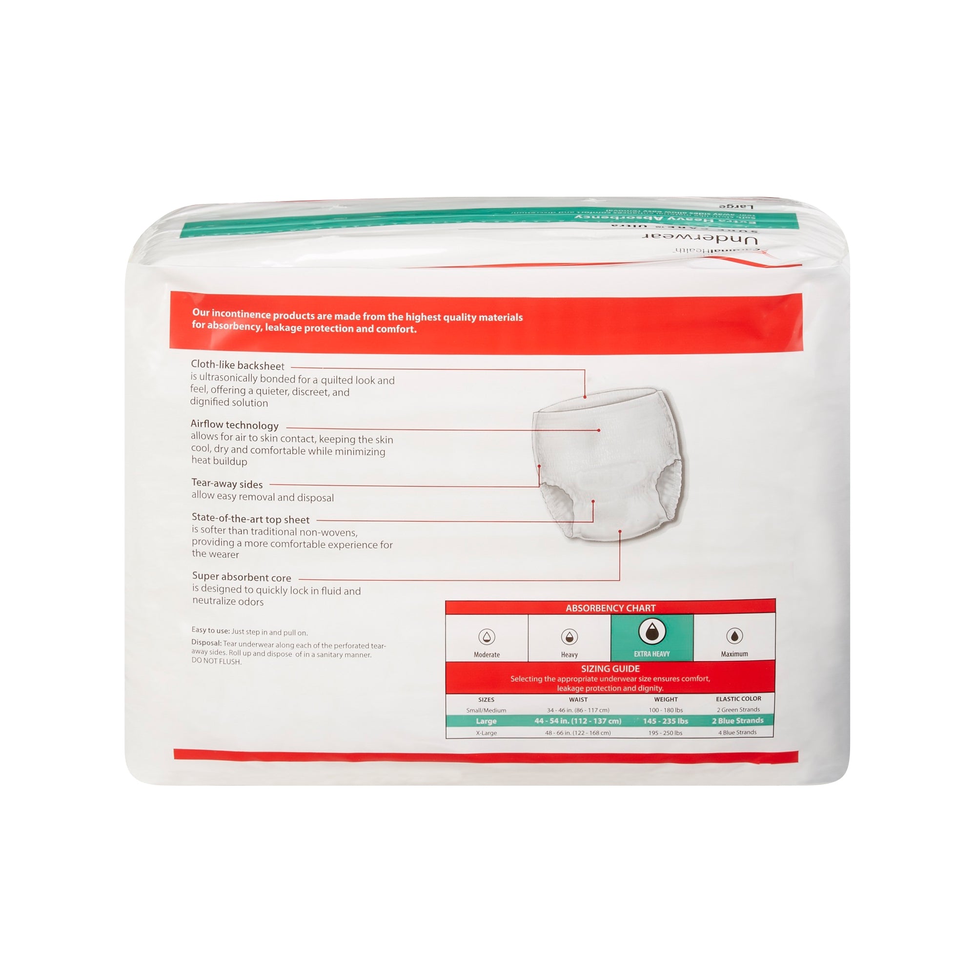 Unisex Adult Absorbent Underwear Sure Care Ultra Pull On with Tear Away Seams Large Disposable Heavy Absorbency | 4BG/Case