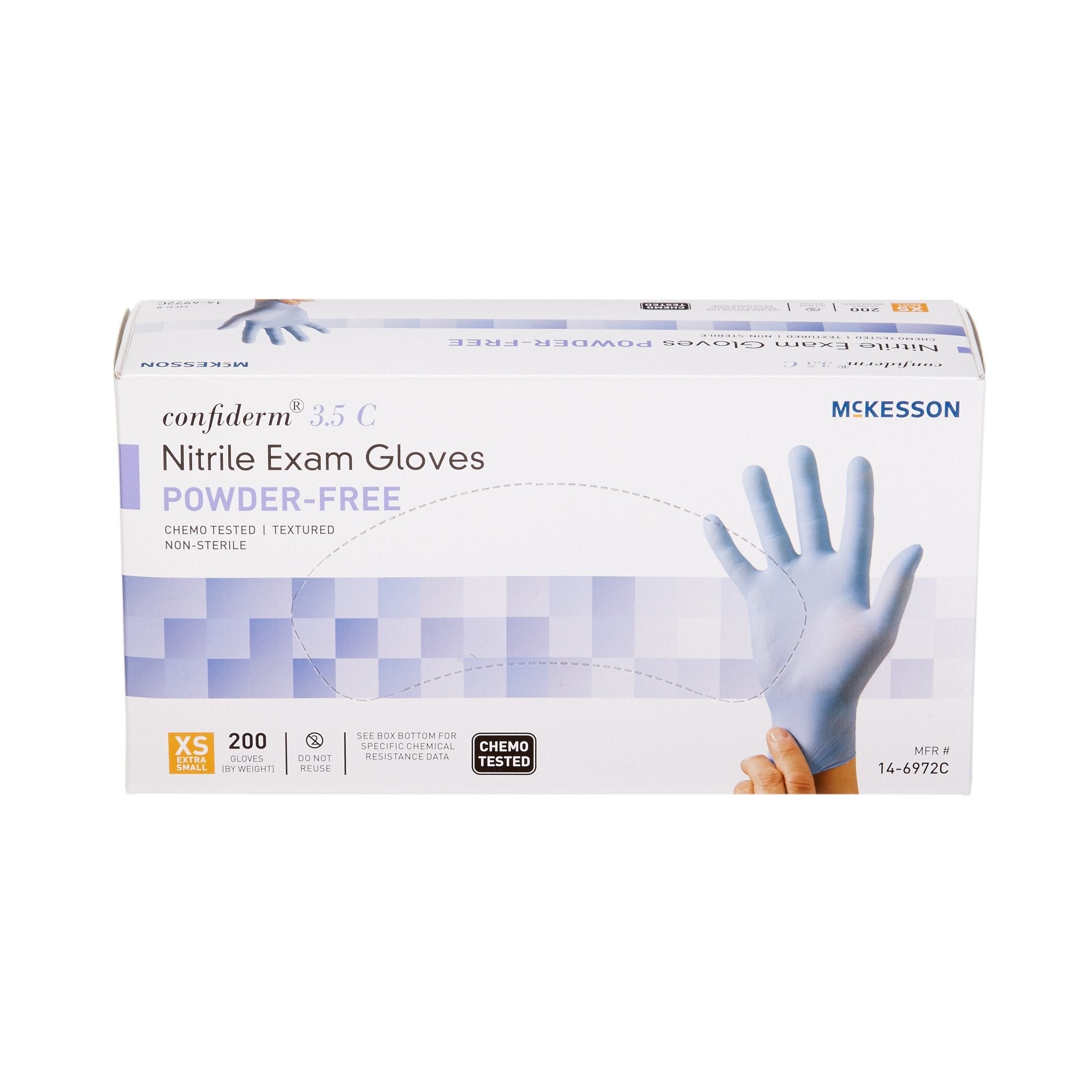 mckesson confiderm 3 5c nitrile exam glove extra small blue mckesson confiderm 3 5c exam glove mk765873bx