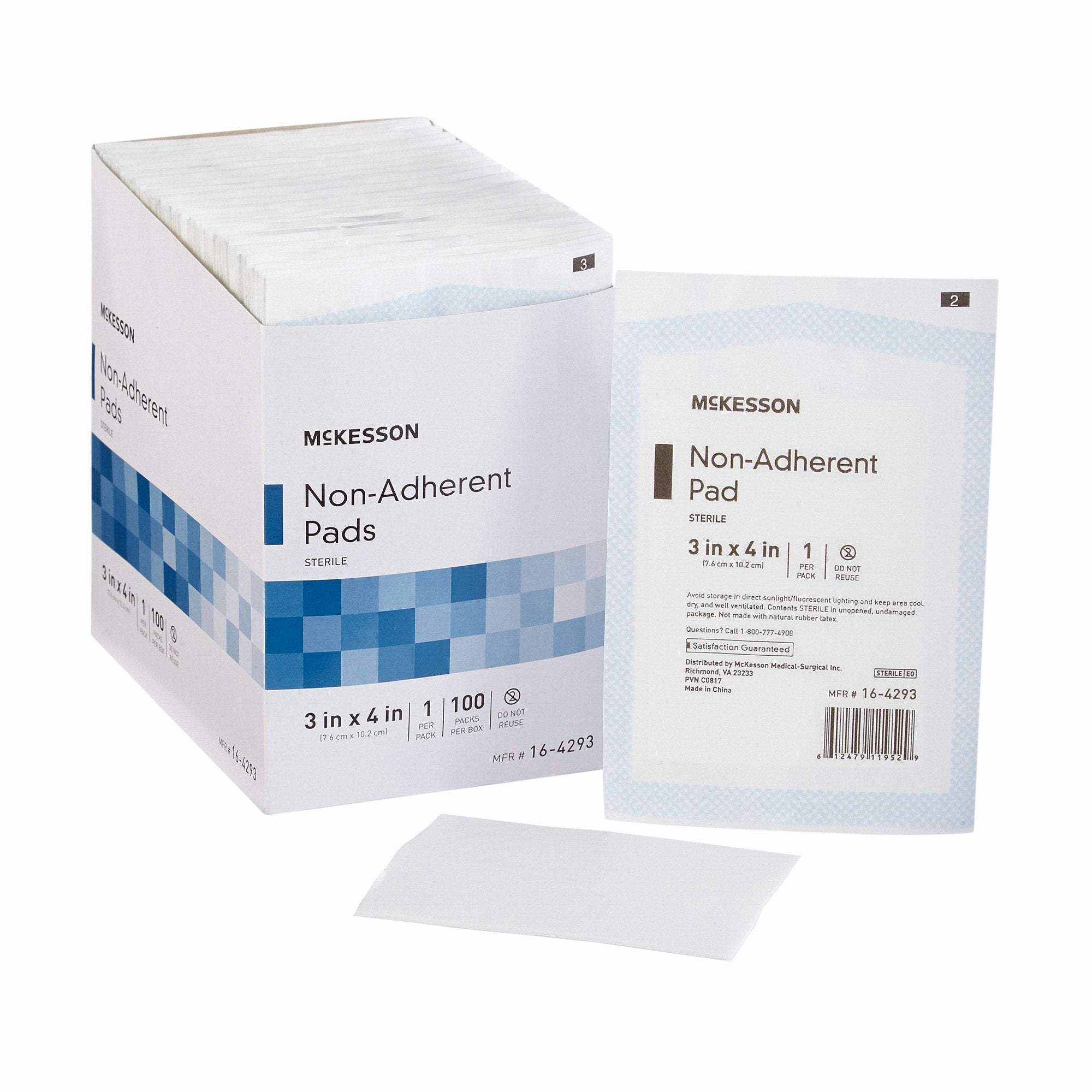 Non Adherent Dressing McKesson 3 X 4 Inch Sterile 100 per Pack