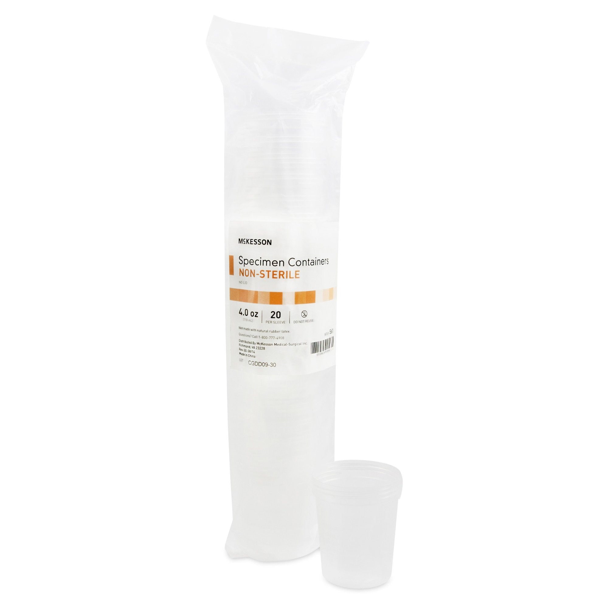 Specimen Container McKesson 120 mL (4 oz.) Without Closure NonSterile