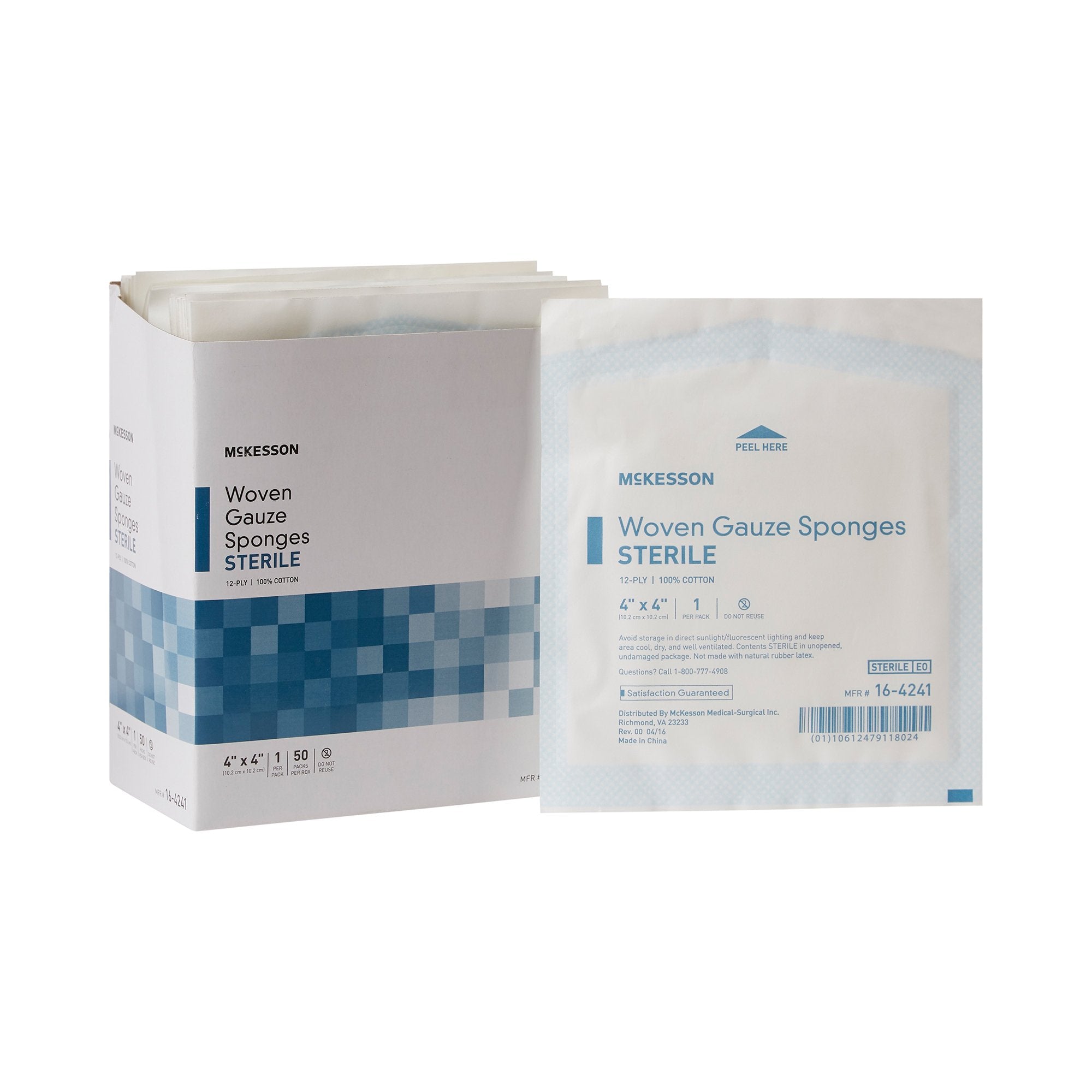 Gauze Sponge McKesson 4 X 4 Inch 12 Ply Sterile 1 per Pack