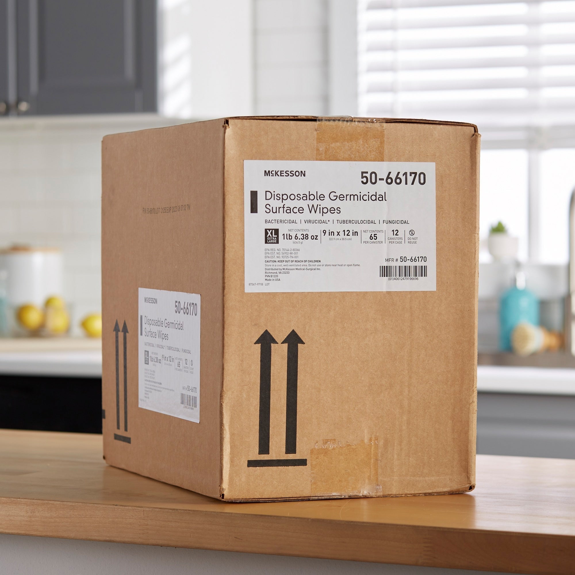 mckesson surface disinfectant premoistened manual pull wipe 65 count canister alcohol scent nonsterile packaging type box