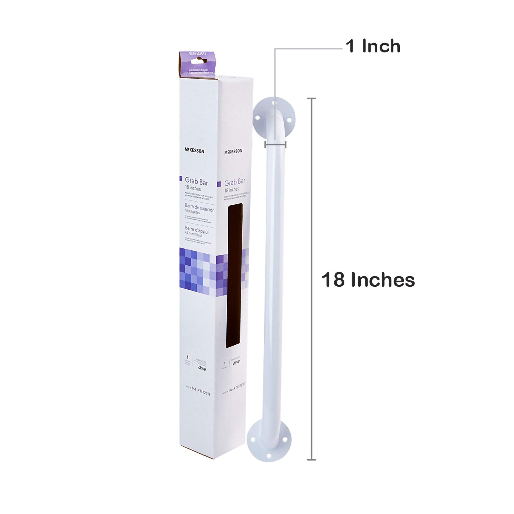 mckesson wall grab bar white steel 18 inch length mckesson wall grab bar mk1065237ea
