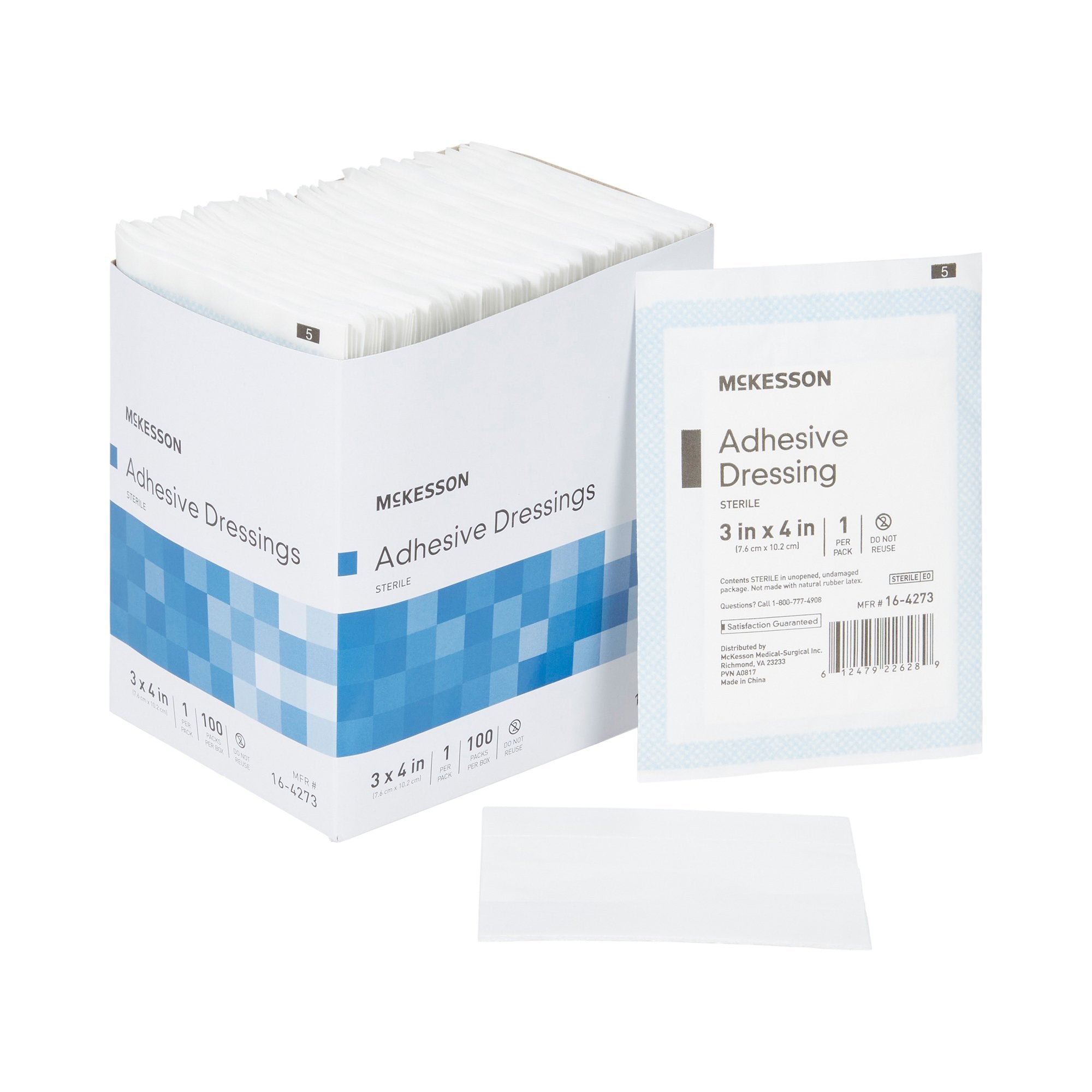 Non Adherent Dressing with Adhesive McKesson 3 X 4 Inch Sterile 1 per Pack