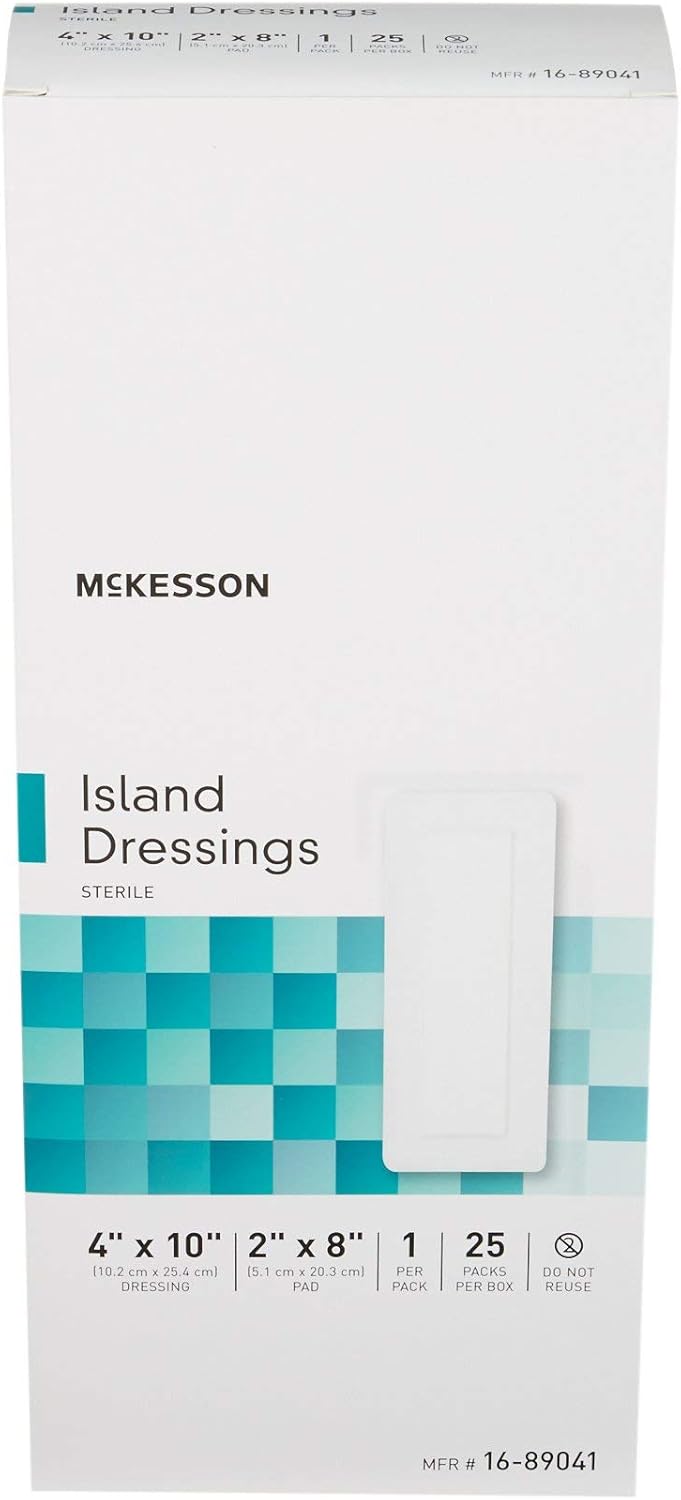 mckesson white adhesive dressing 4 x 10 inch mckesson island dressing mk488925bx