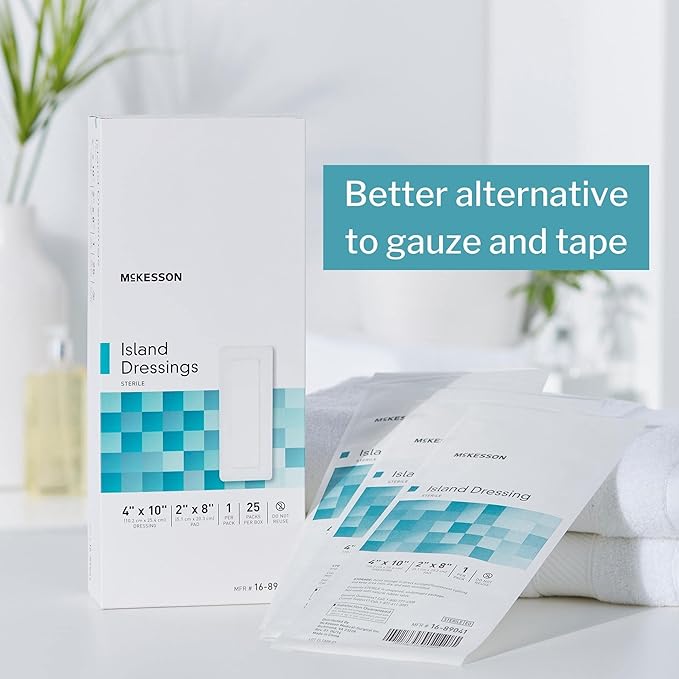 mckesson white adhesive dressing 4 x 10 inch mckesson island dressing mk488925bx