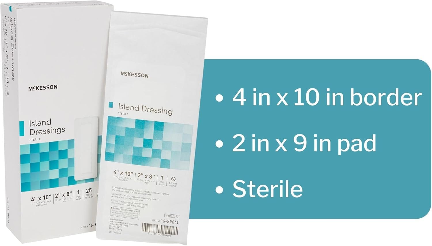 mckesson white adhesive dressing 4 x 10 inch mckesson island dressing mk488925bx