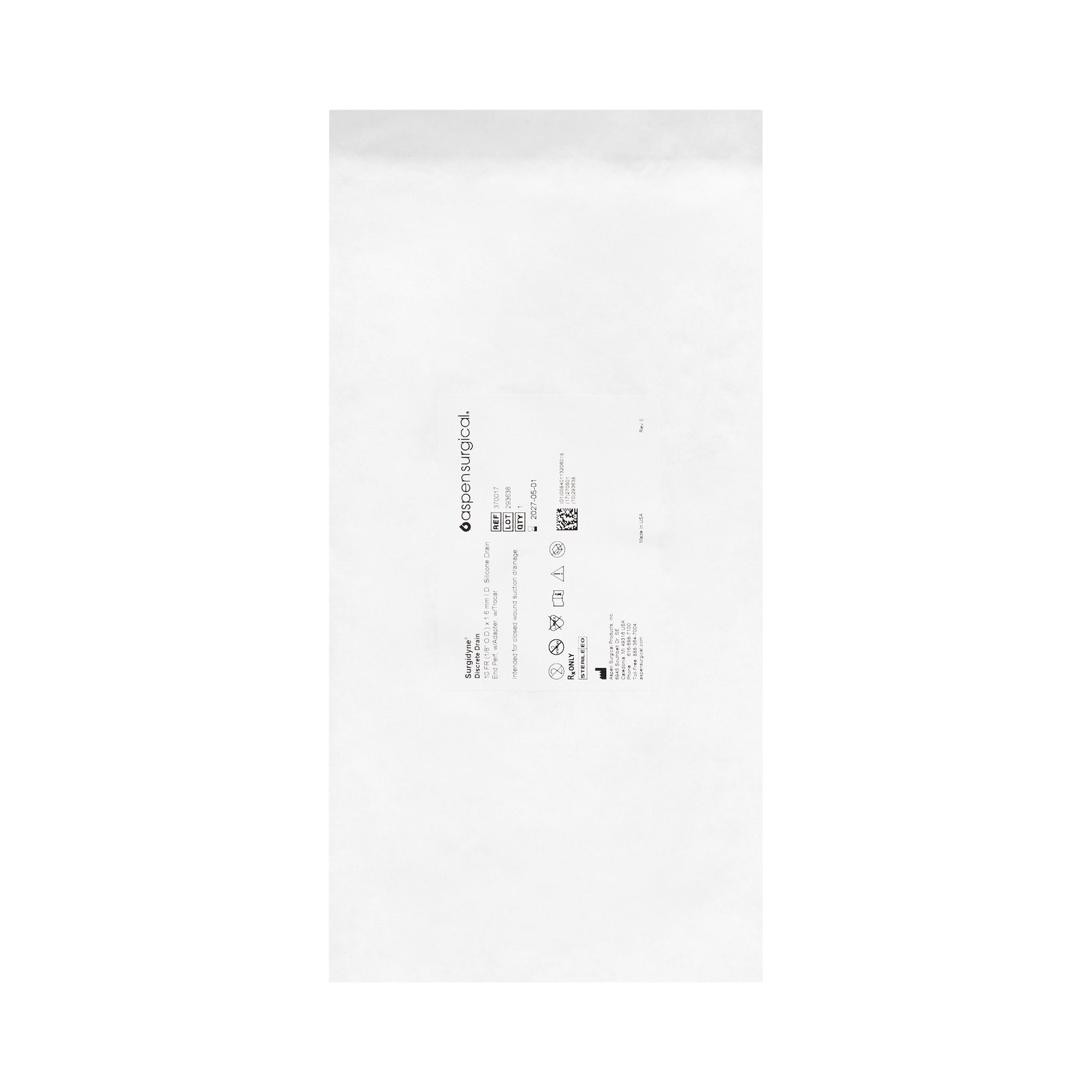 Wound Drain Tube McKesson Brand Round Type With Trocar Round Perforated Channel Type 10 Fr. Size Sterile