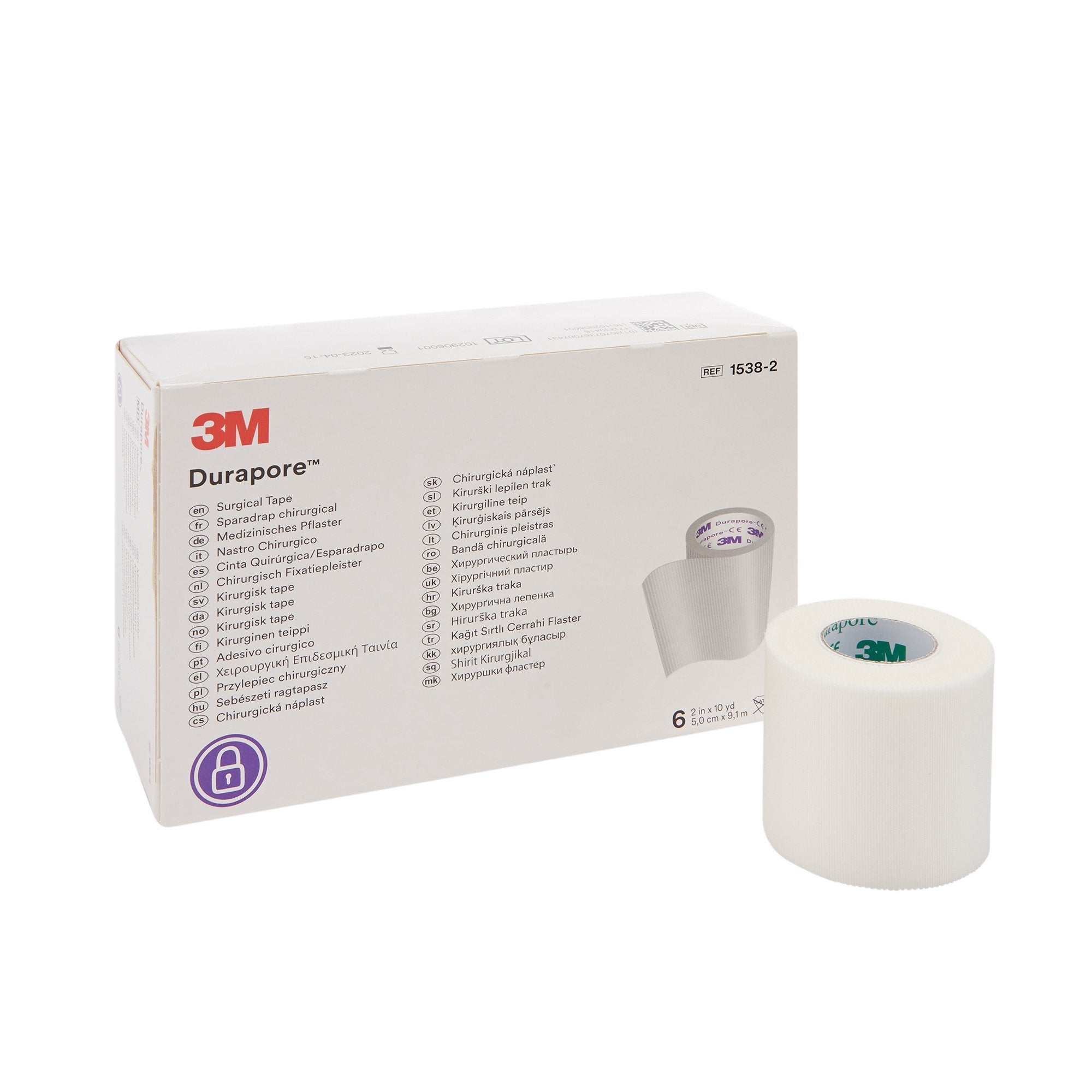 Medical Tape 3M Durapore White 2 Inch X 10 Yard Silk Like Cloth NonSterile