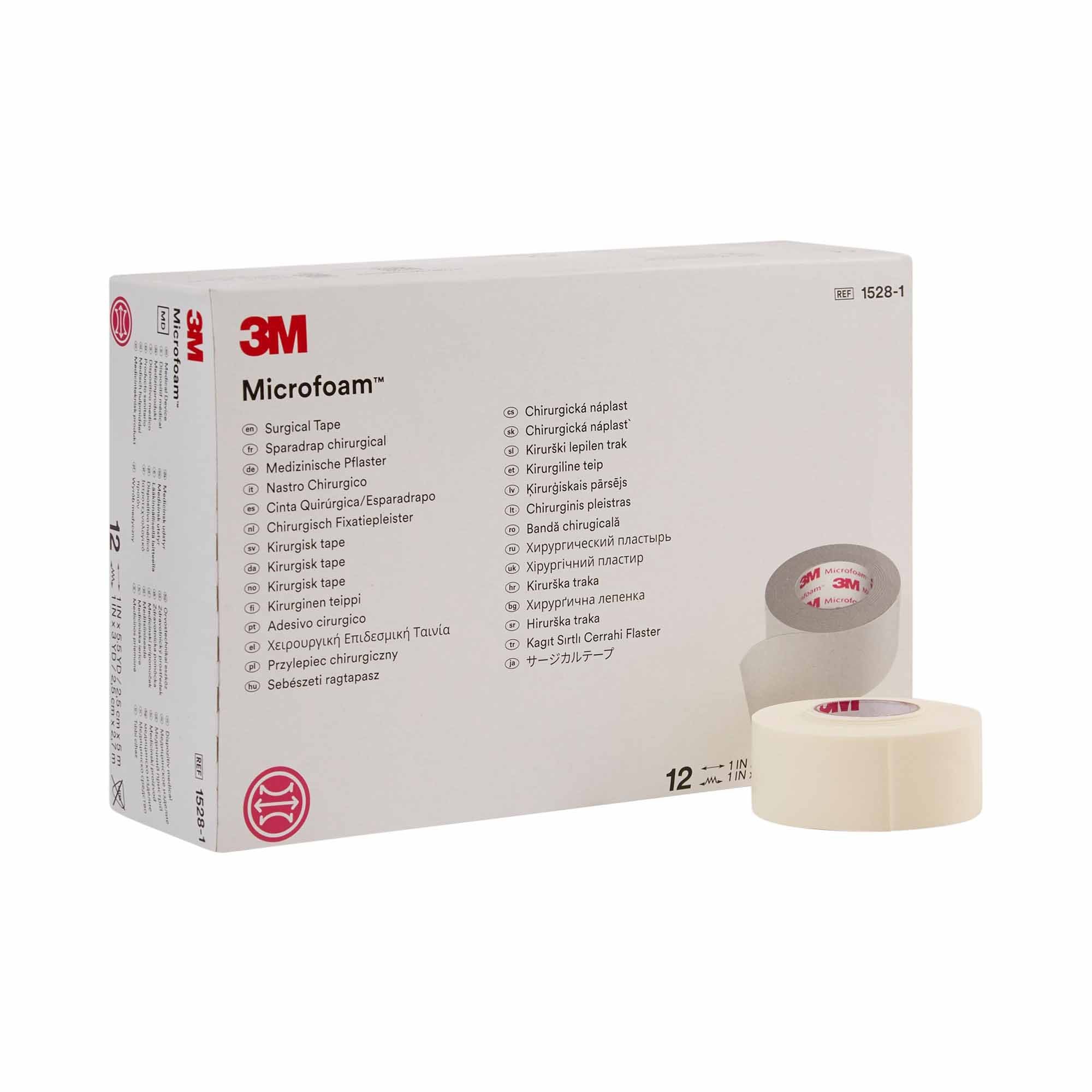 Medical Tape 3M Microfoam White 1 Inch X 5 1/2 Yard Elastic / Foam NonSterile