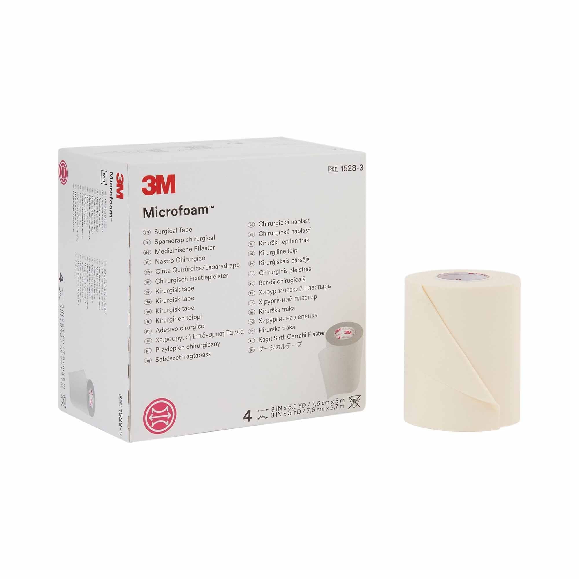 Medical Tape 3M Microfoam White 3 Inch X 5 1/2 Yard Elastic / Foam NonSterile