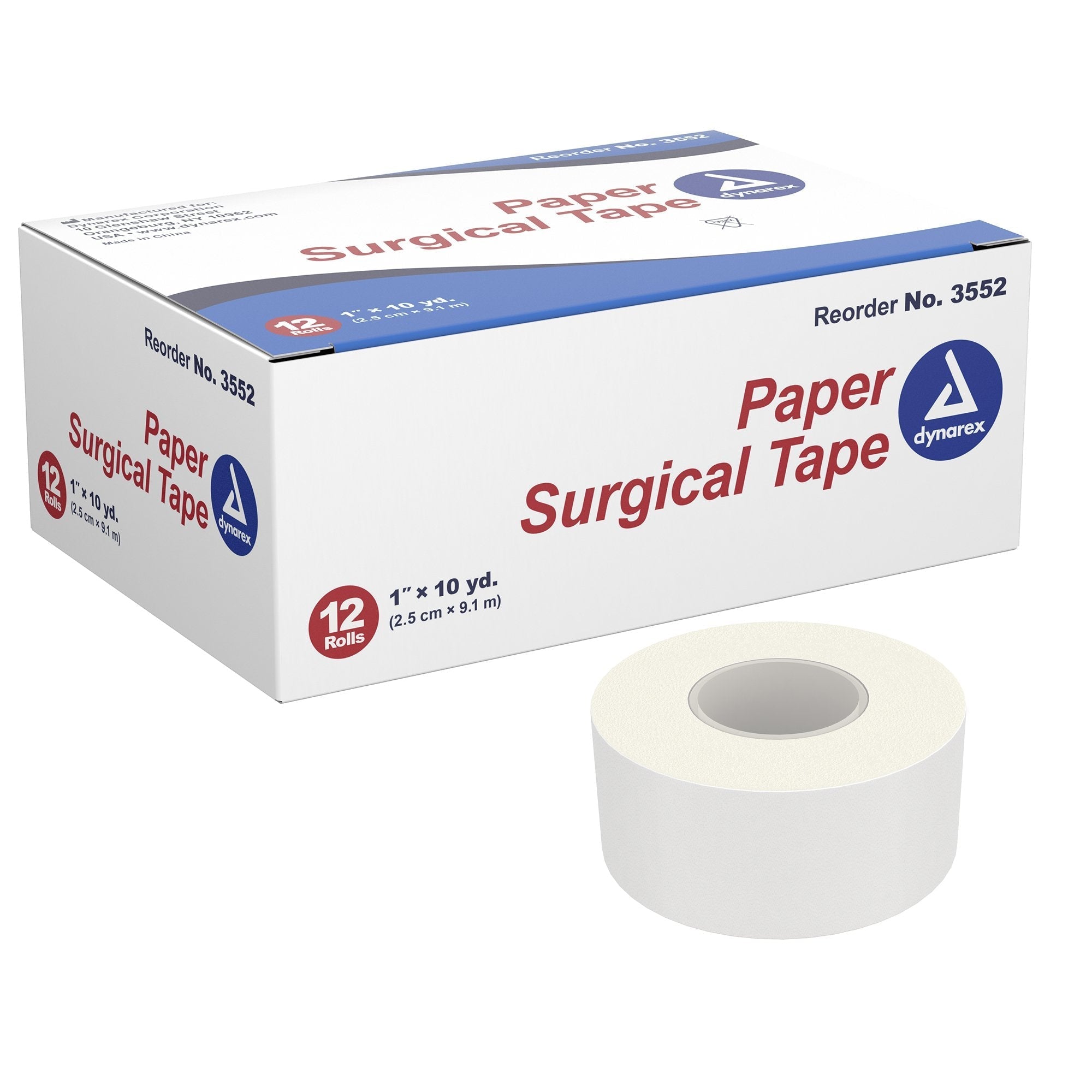 Medical Tape Dynarex White 1 Inch X 10 Yard Paper NonSterile