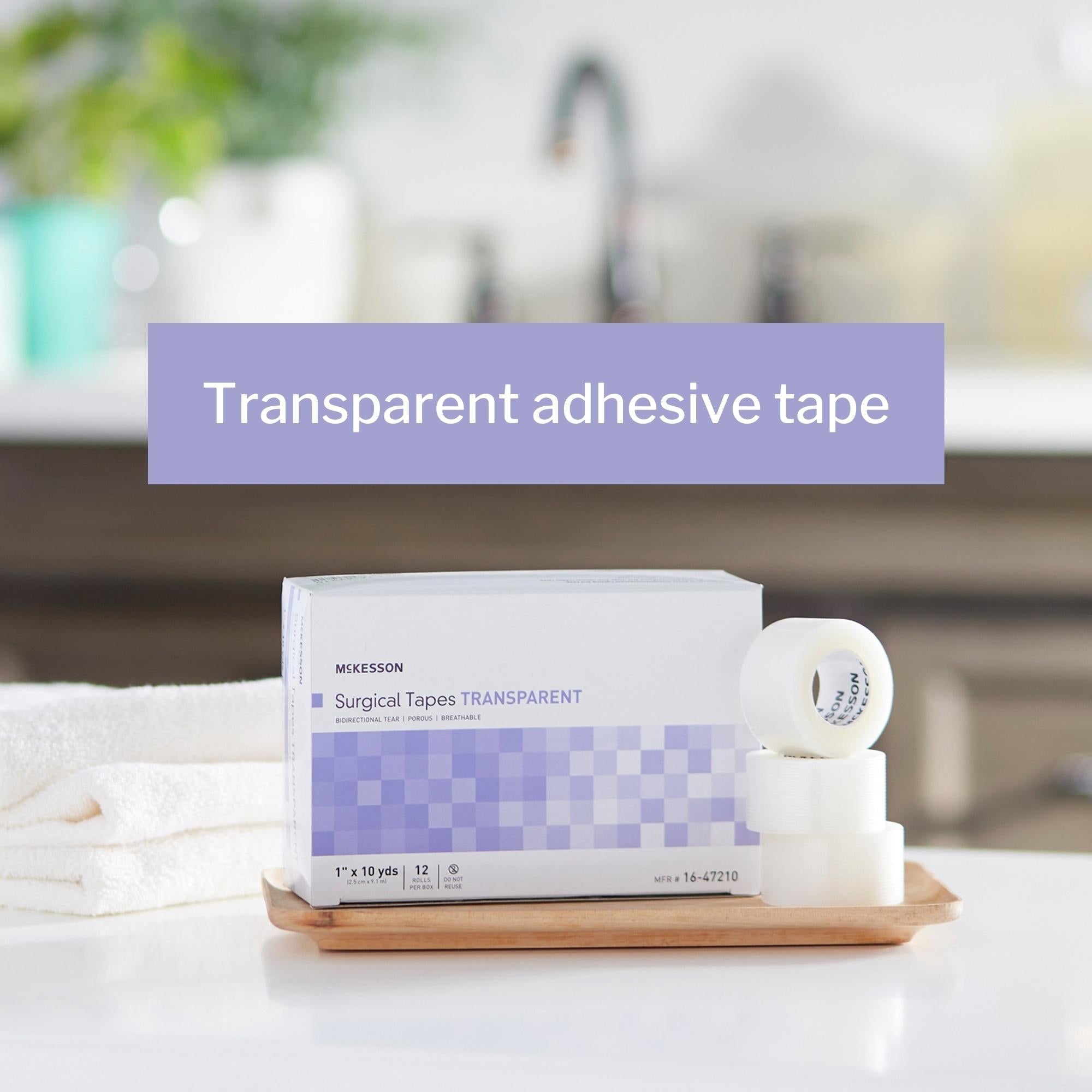 medical tape mckesson transparent 1 inch x 10 yard plastic nonsterile packaging type box