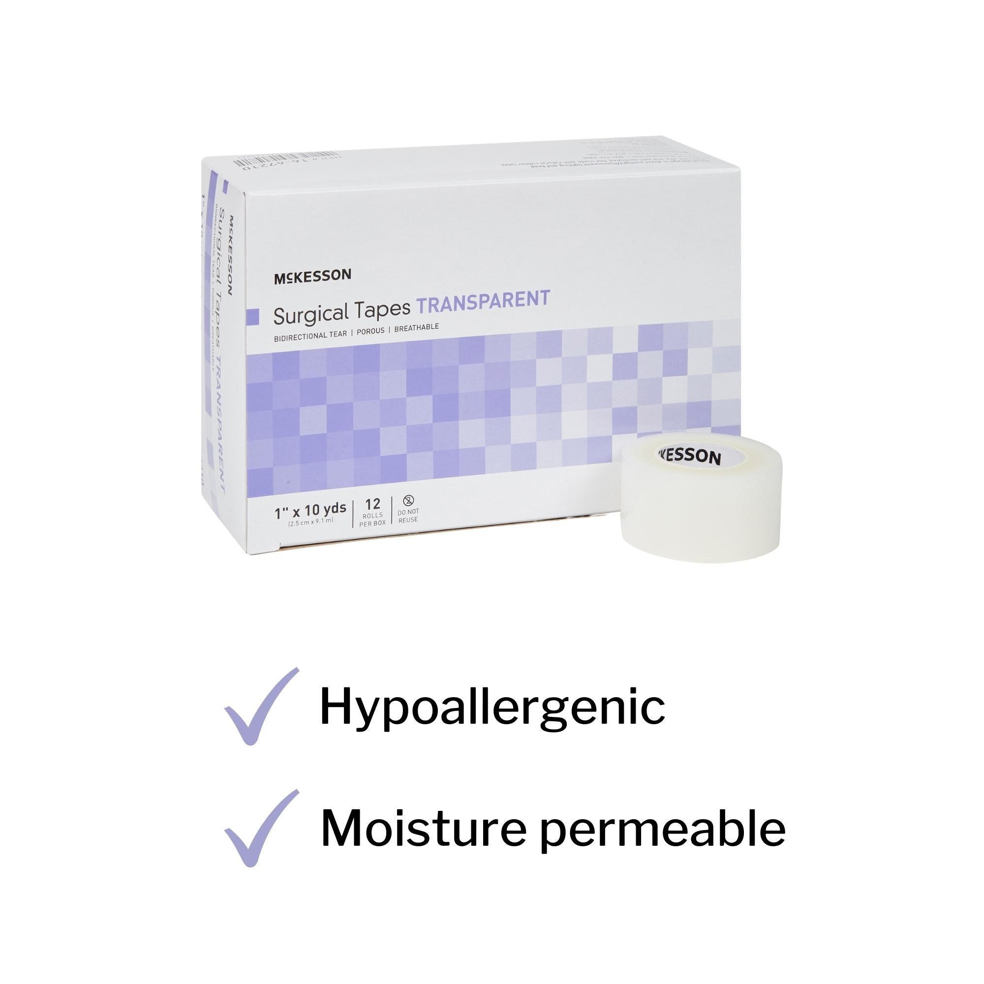 medical tape mckesson transparent 1 inch x 10 yard plastic nonsterile packaging type box
