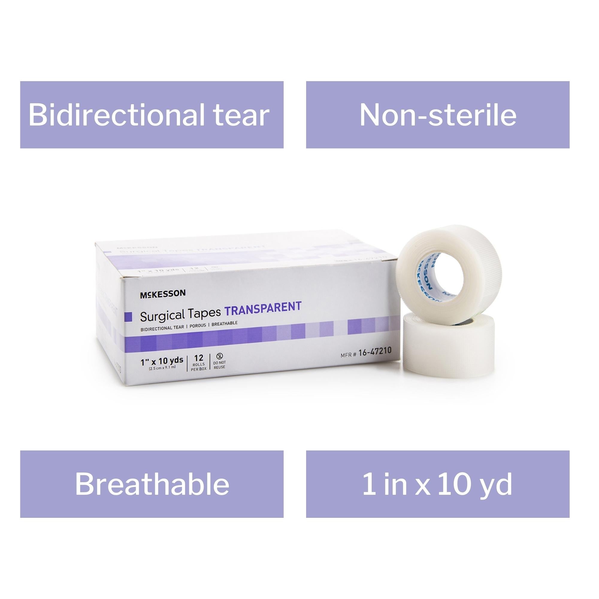 medical tape mckesson transparent 1 inch x 10 yard plastic nonsterile packaging type box