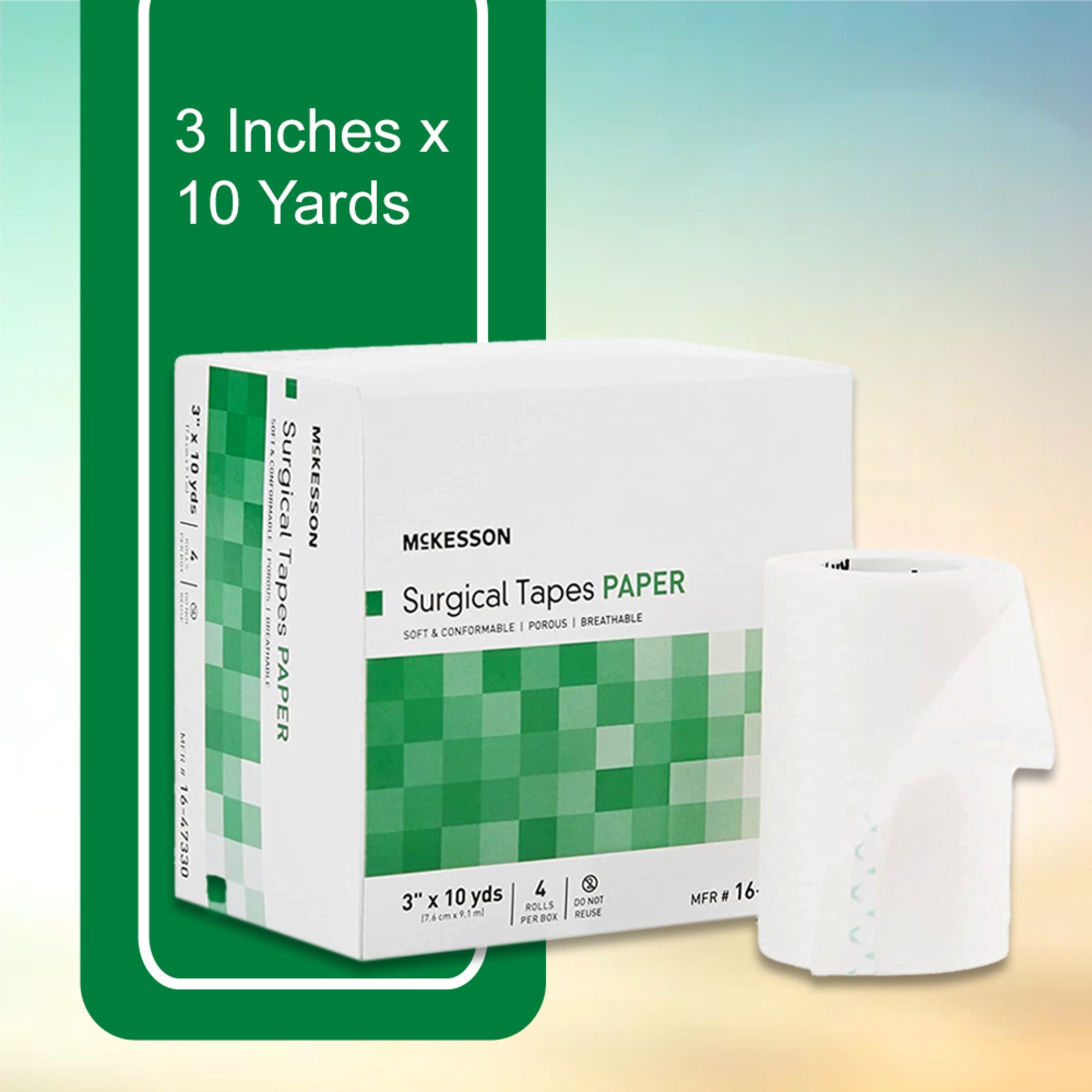 medical tape mckesson white 3 inch x 10 yard paper nonsterile packaging type box