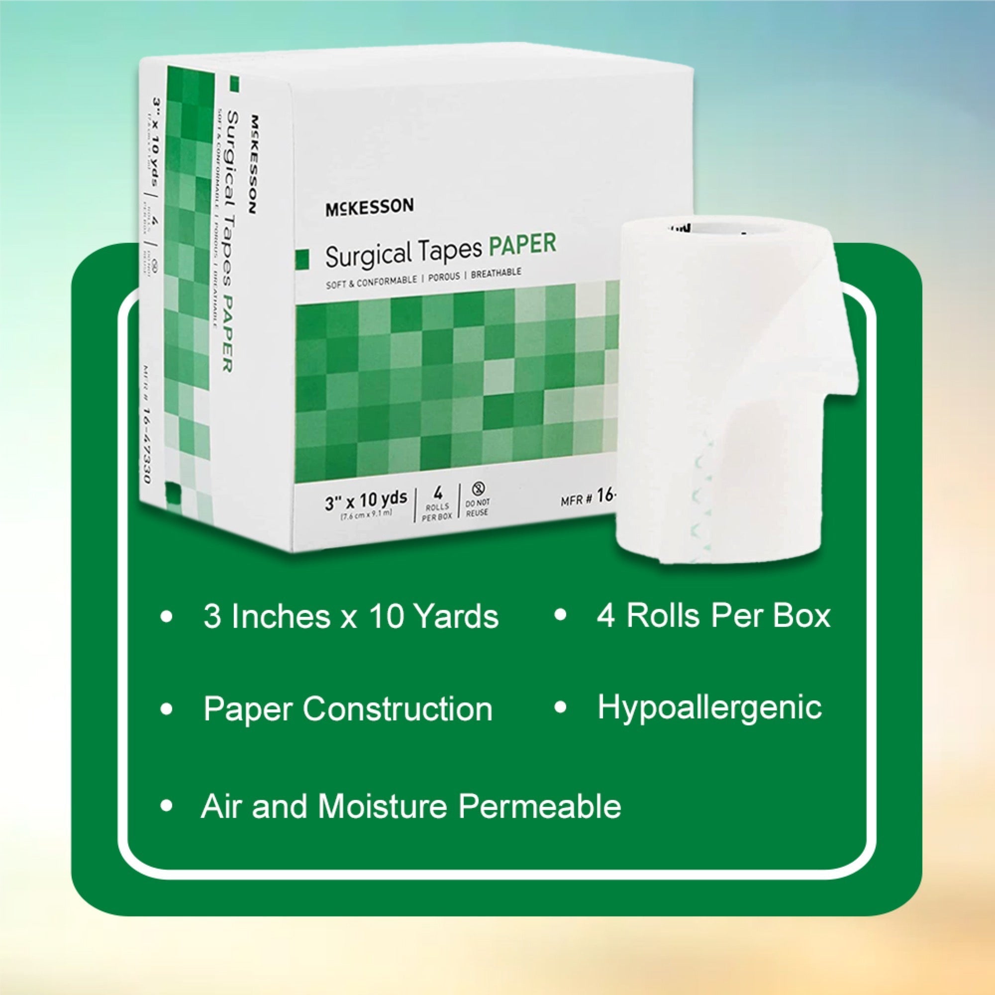 medical tape mckesson white 3 inch x 10 yard paper nonsterile packaging type box