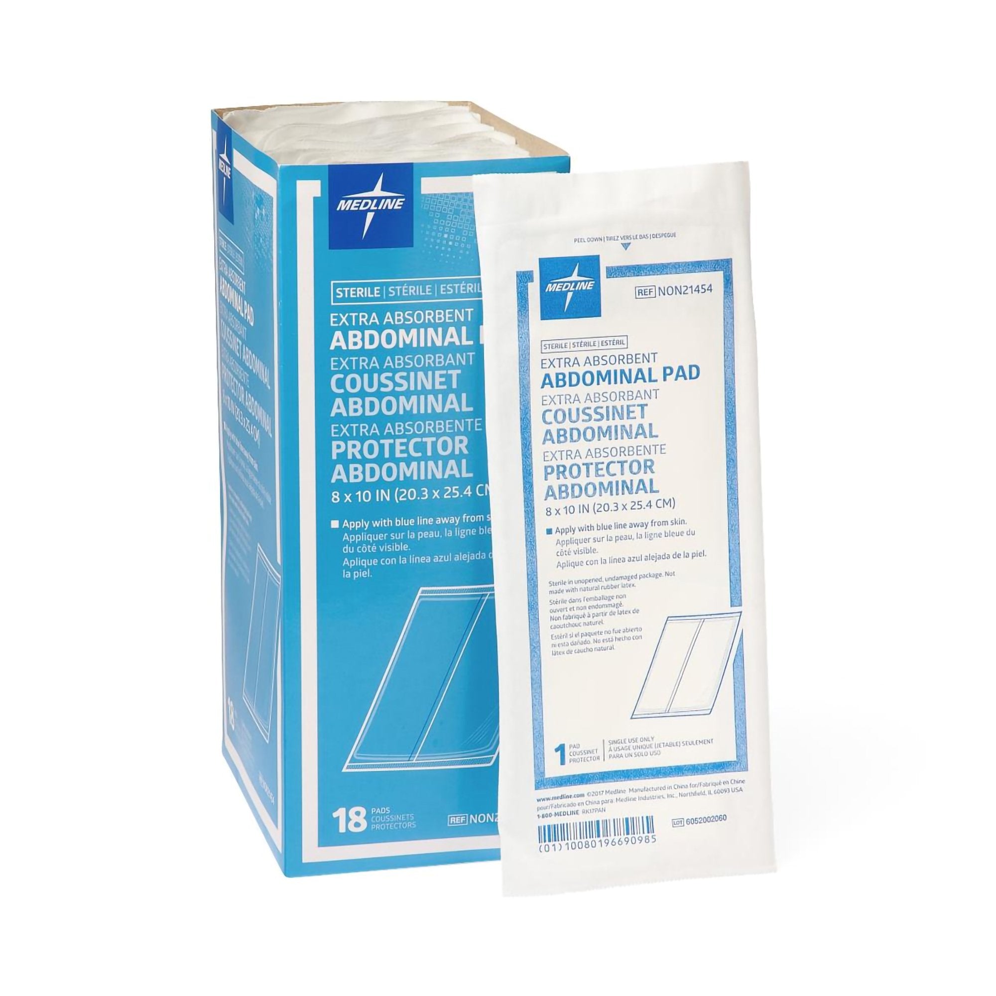 Abdominal Pad Medline 8 X 10 Inch Sterile 1 per Pack