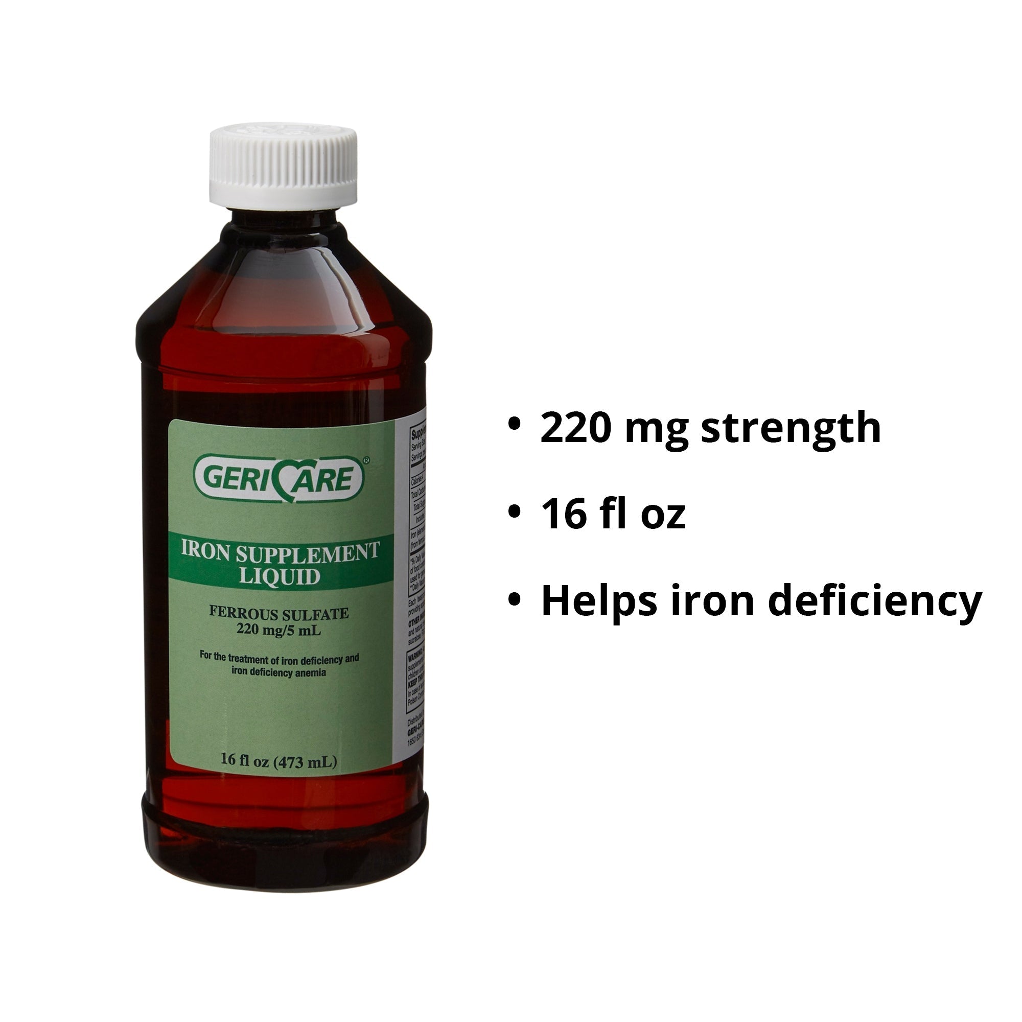 mineral supplement geri care iron 220 mg strength liquid 16 oz packaging type case