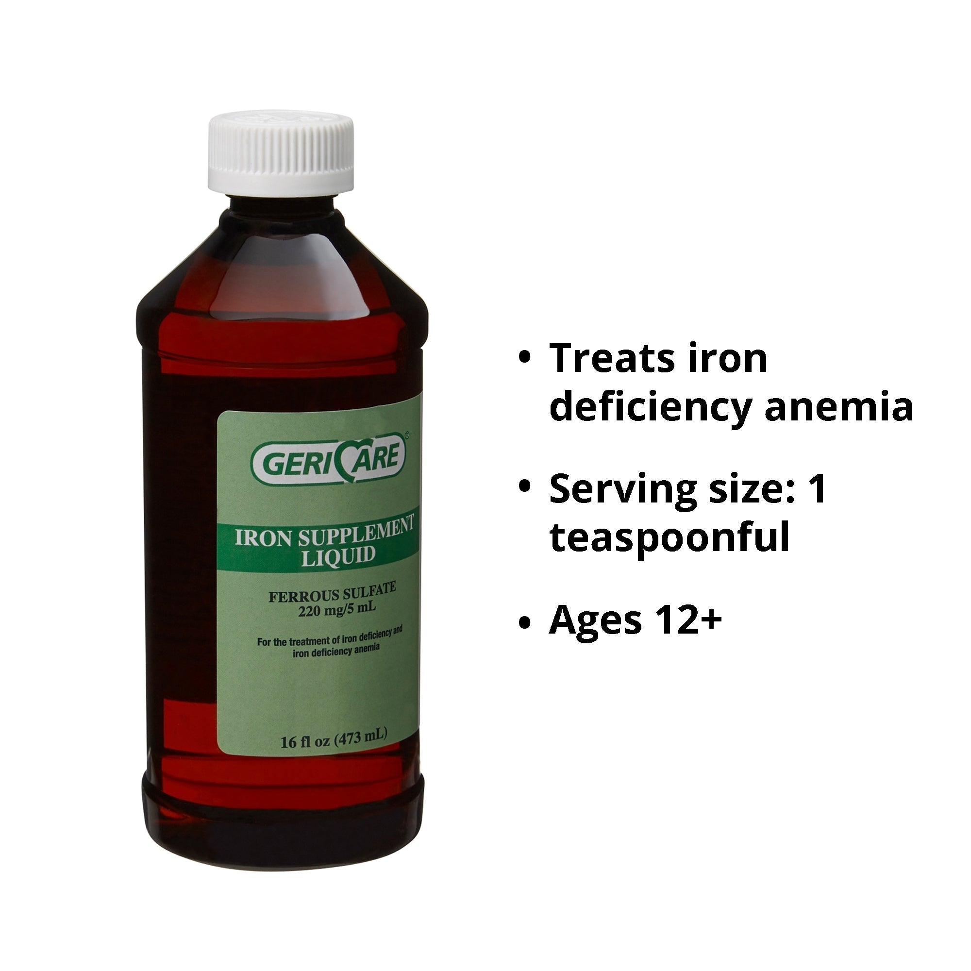 mineral supplement geri care iron 220 mg strength liquid 16 oz packaging type case