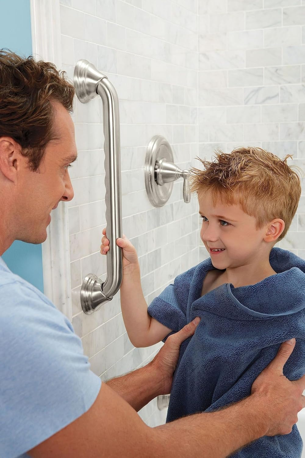 moen ultima grab bar 16 brushed nickel w curl grip