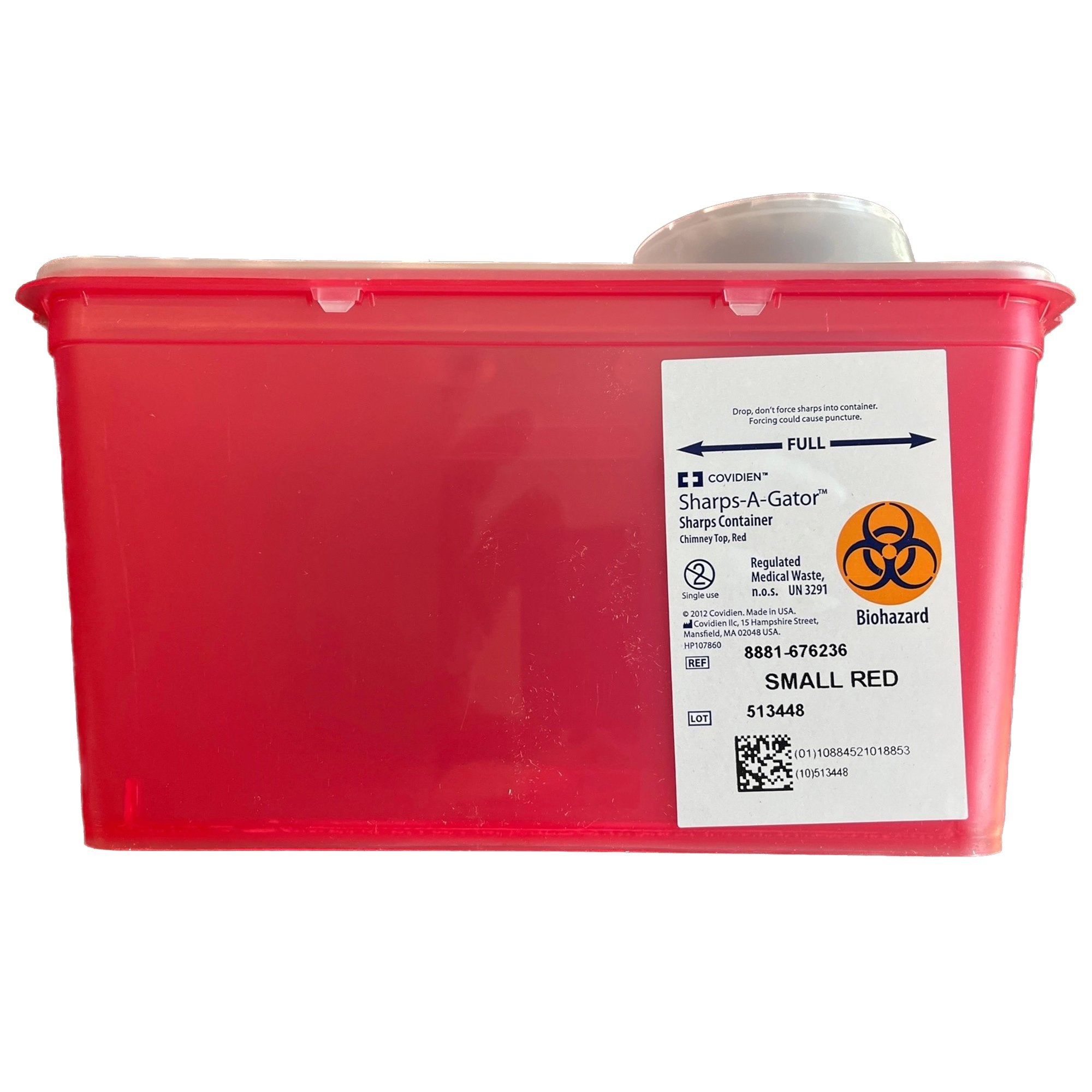 Sharps Container Monoject Red Base 7 H X 6 3/4 W X 10 1/2 D Inch Vertical Entry 1 Gallon