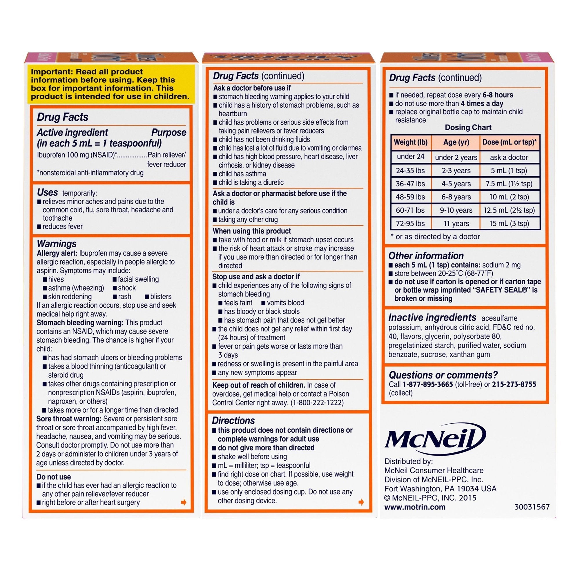 motrin childrens oral suspension bubblegum flavor motrin childrens pain relief mk530462ea