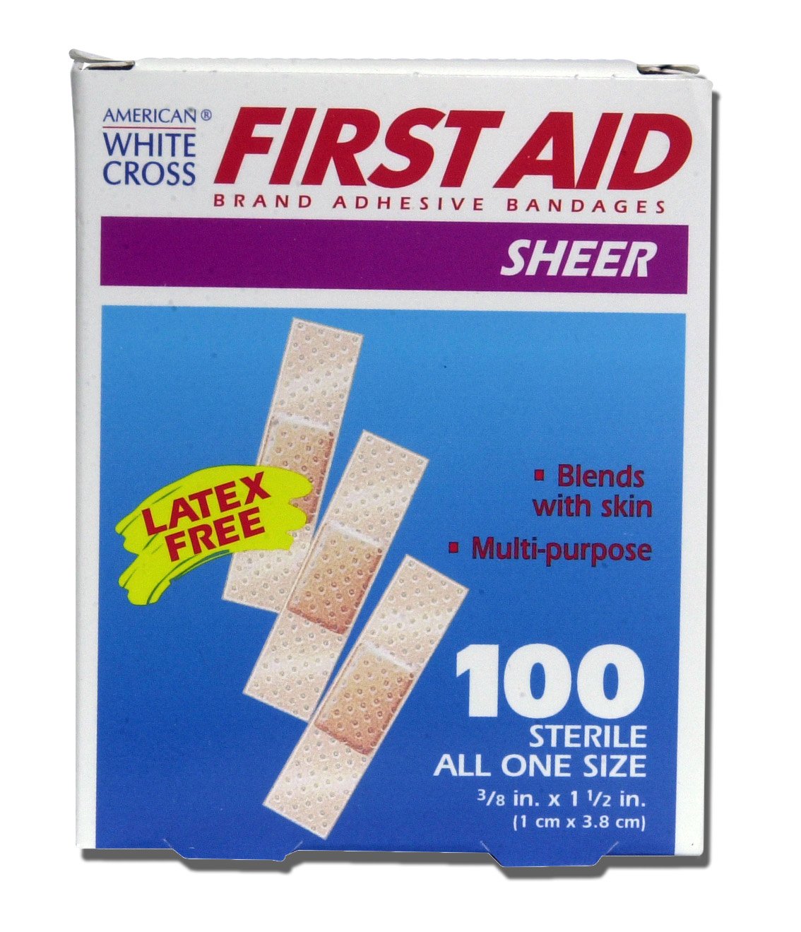 Adhesive Strip American White Cross 3/8 X 1-1/2 Inch Plastic Rectangle Tan Sterile