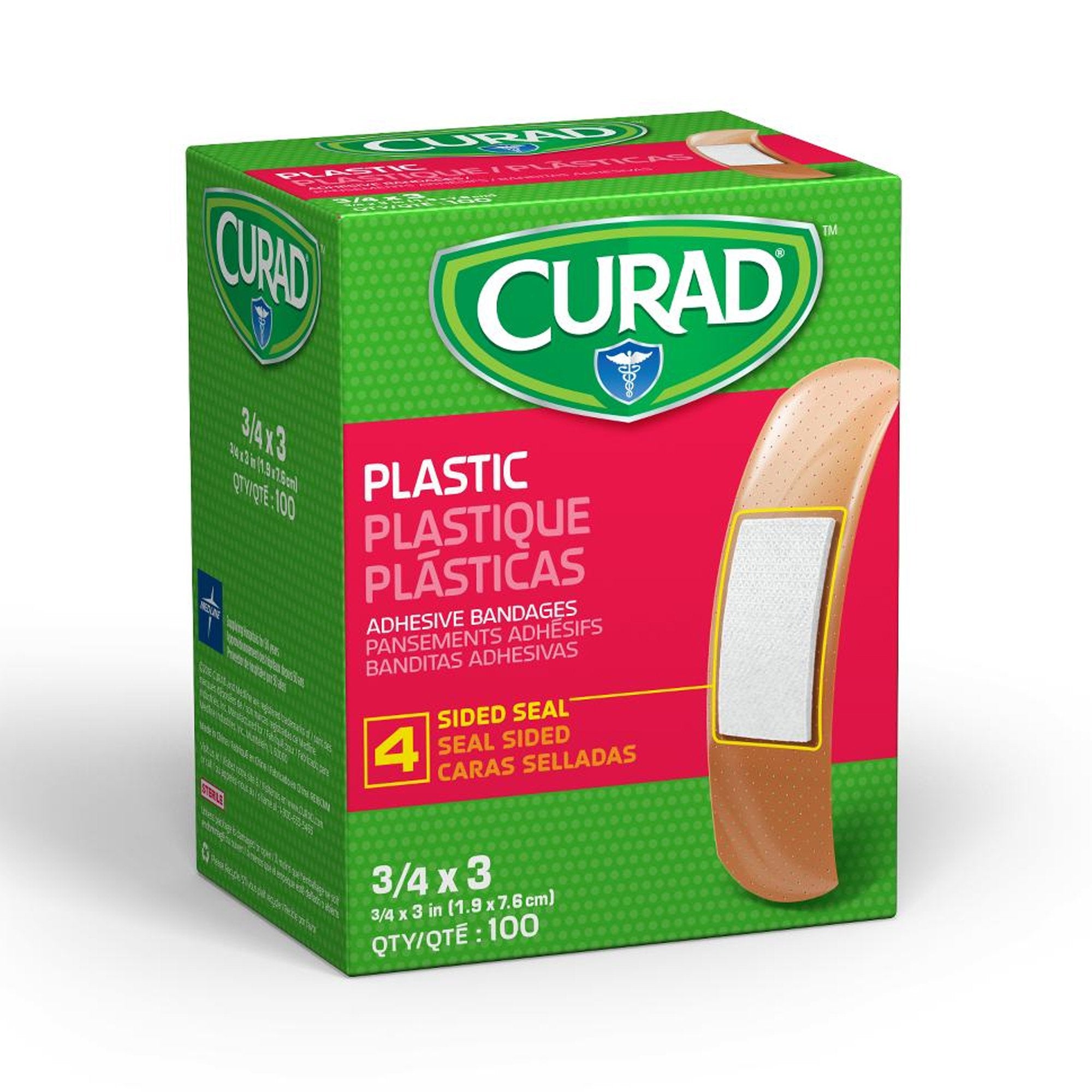 Adhesive Strip Curad 3/4 X 3 Inch Plastic Rectangle Tan Sterile