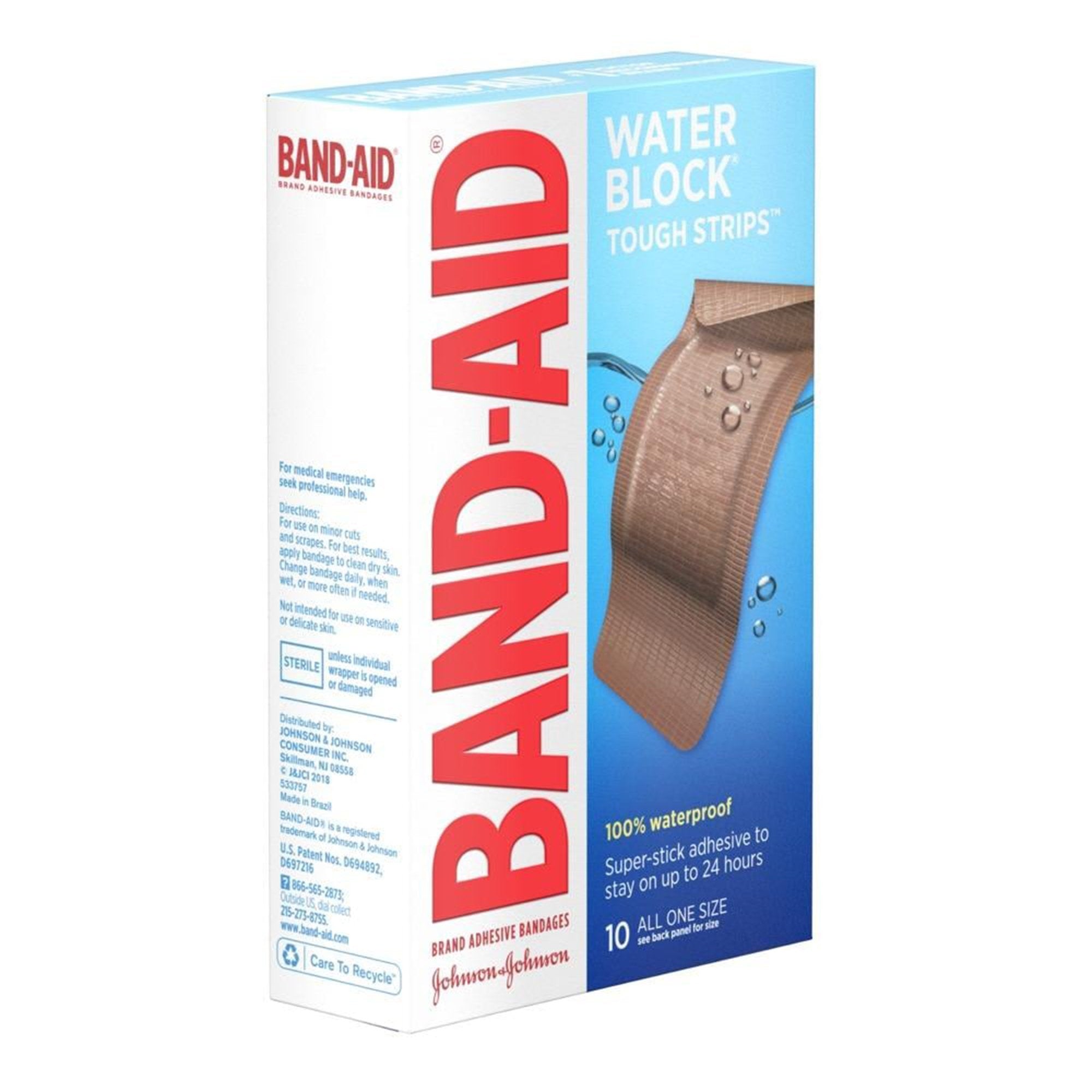 Adhesive Strip Band-Aid Water Block Tough Strips XL 1-3/4 X 4 Inch Plastic Rectangle Tan Sterile