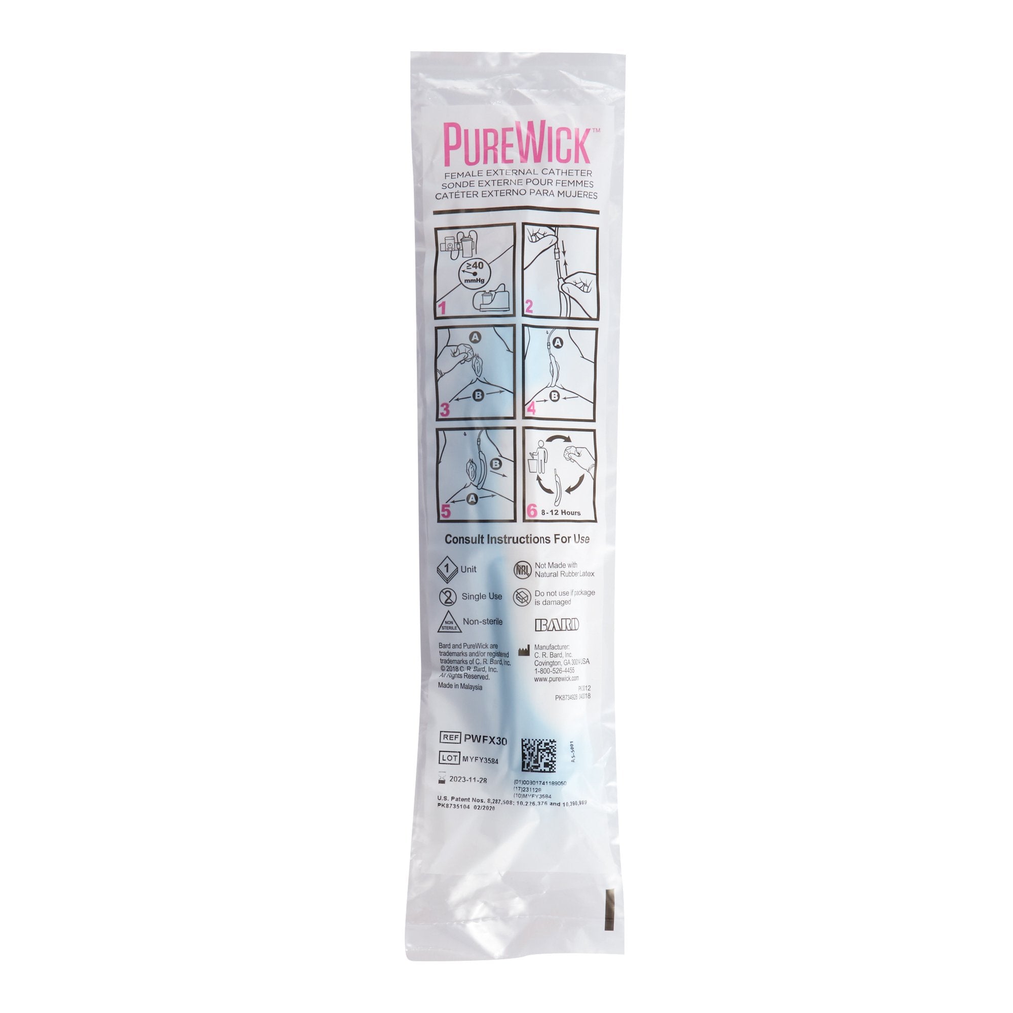Female External Catheter PureWick 10 L X1.5 W Inch