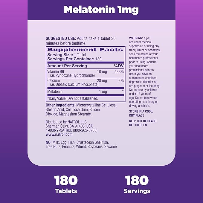 natrol melatonin 1 mg 180 tablets