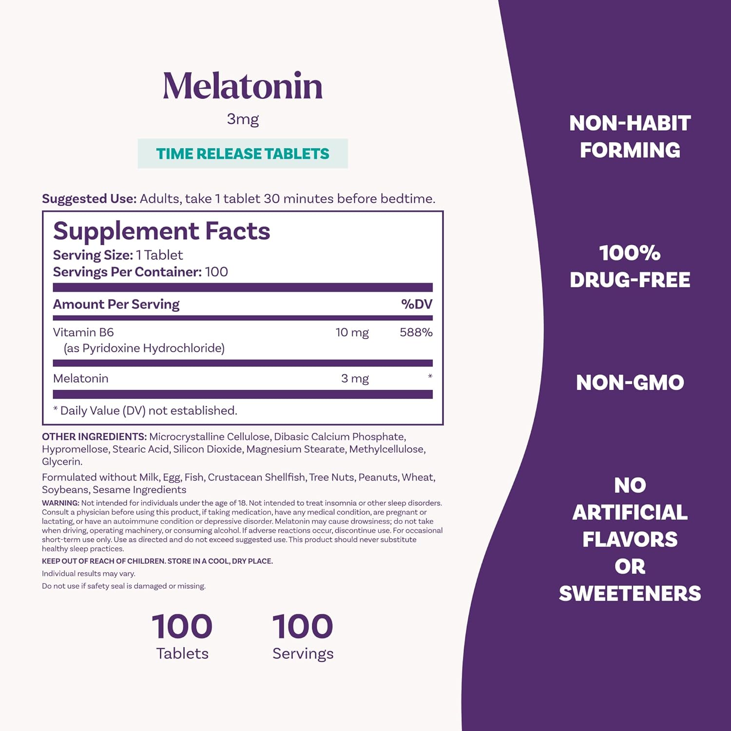 natrol melatonin time release 3 mg 100 tablets