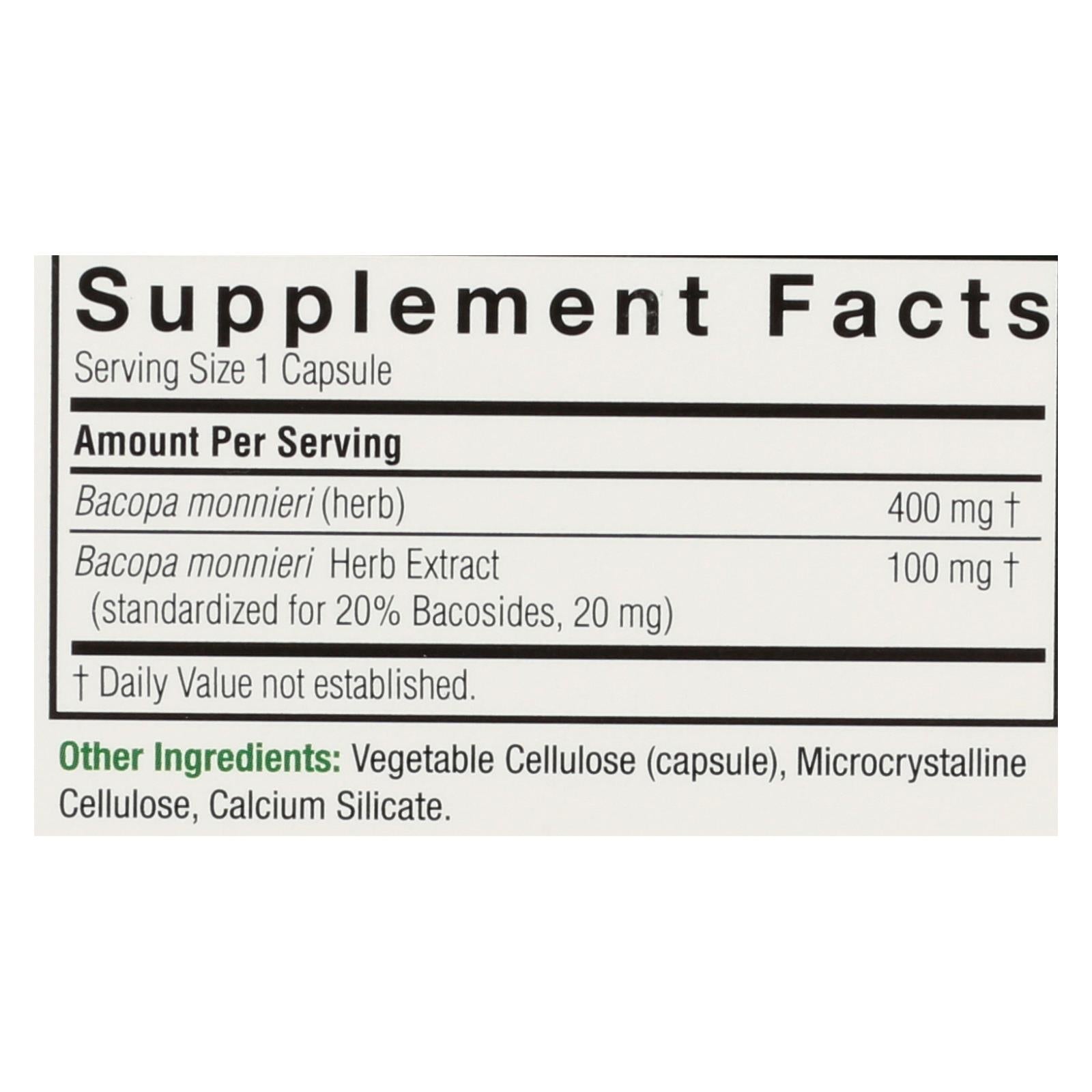 natures answer bacopa 500 mg 90 veggie caps