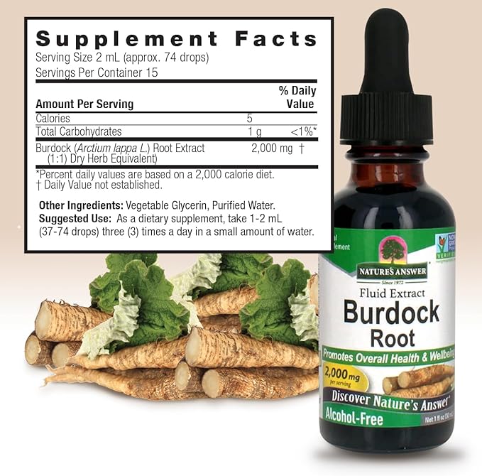 natures answer burdock root alcohol free 1 fl oz