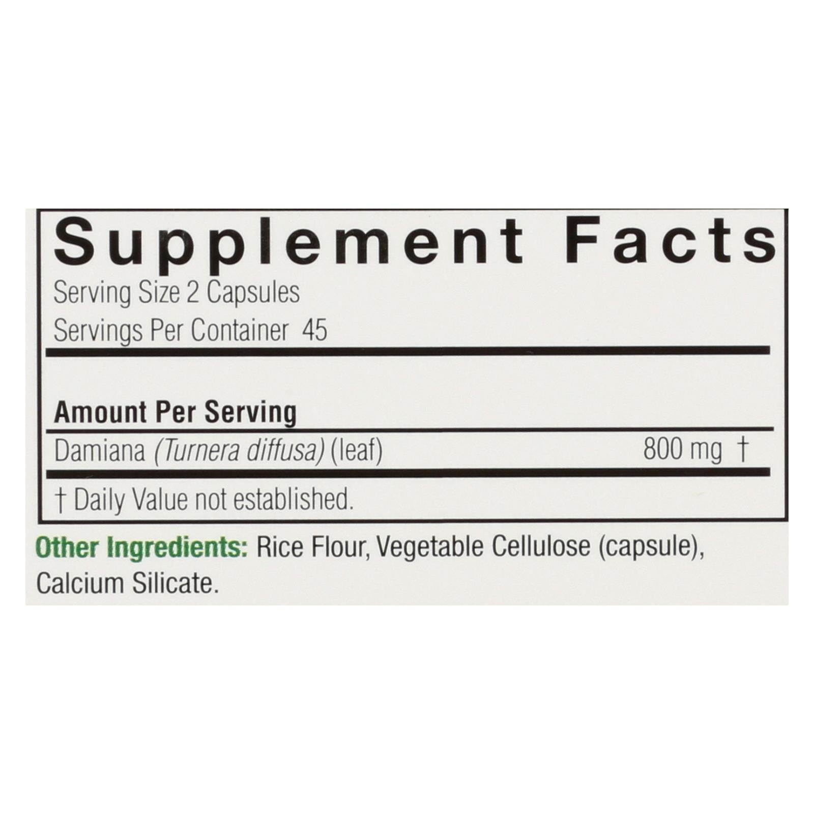 natures answer damiana leaf 90 vegetarian capsules