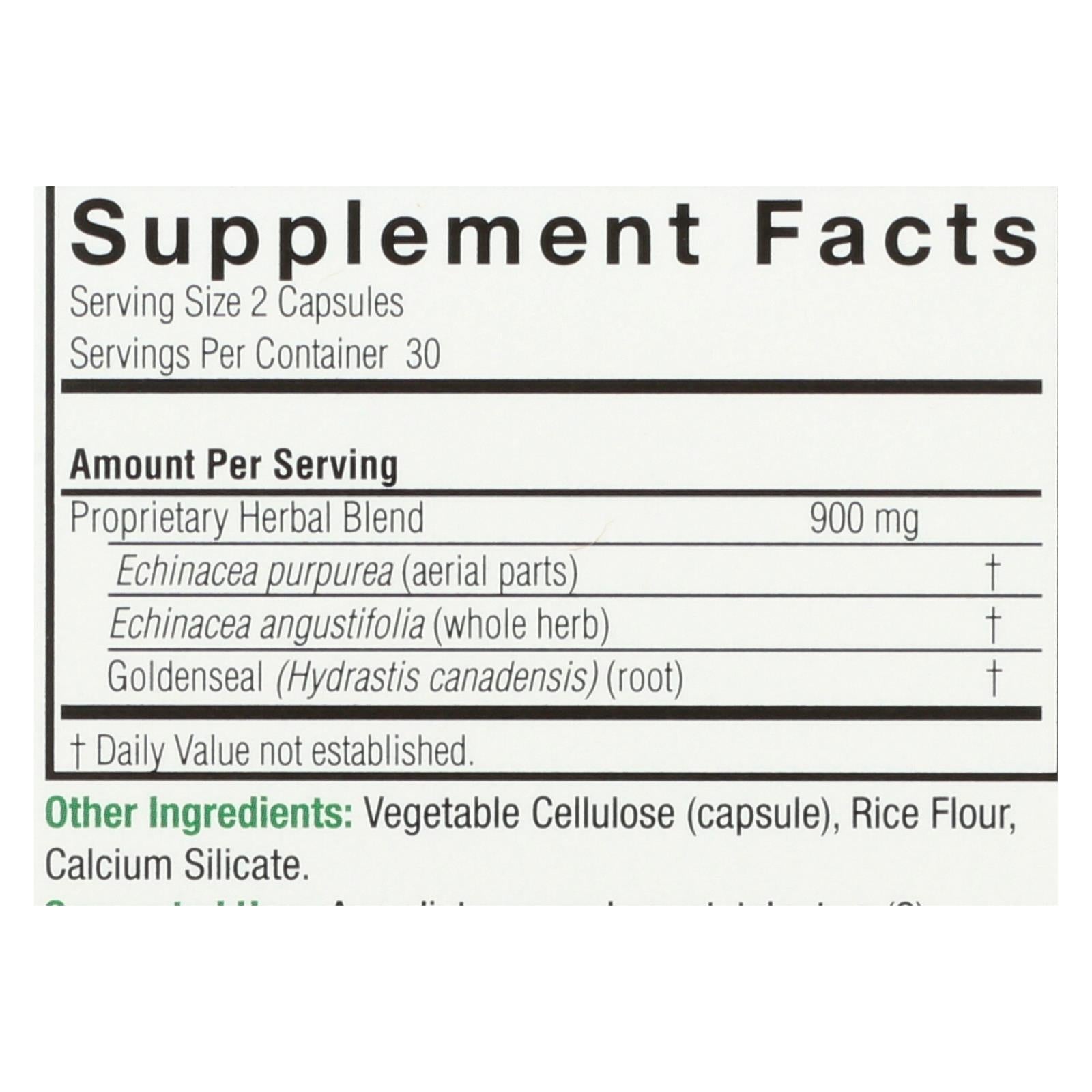 natures answer echinacea and goldenseal root 60 vegetarian capsules