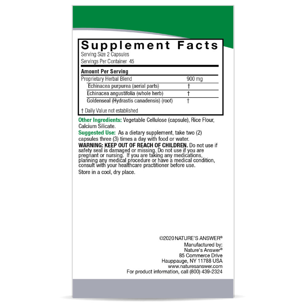 natures answer echinacea with goldenseal 90 vcaps