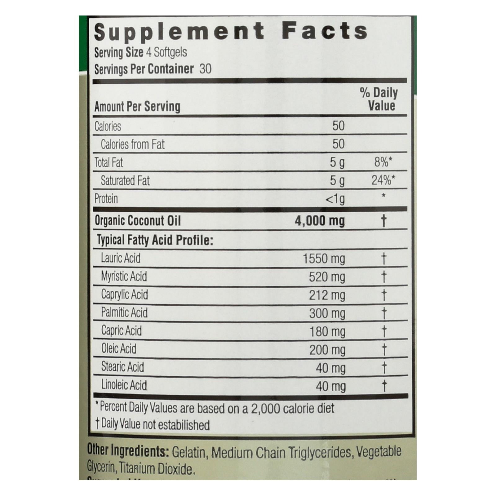 natures answer extra virgin coconut oil 120 softgels