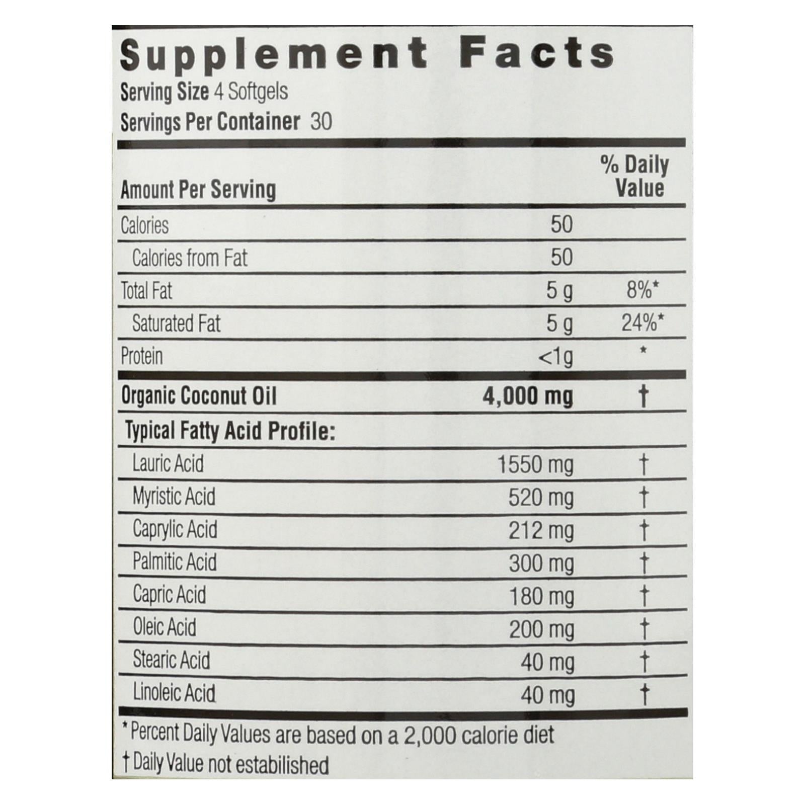 natures answer extra virgin coconut oil 120 softgels