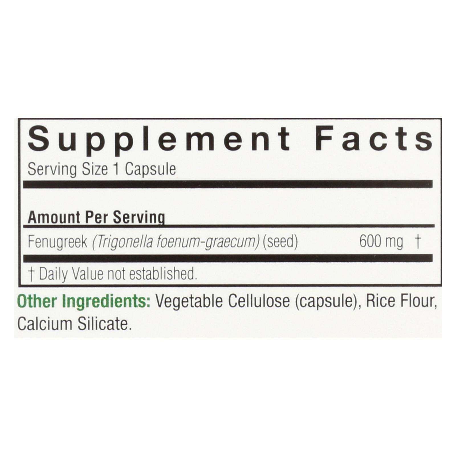 natures answer fenugreek seed 90 vegetarian capsules