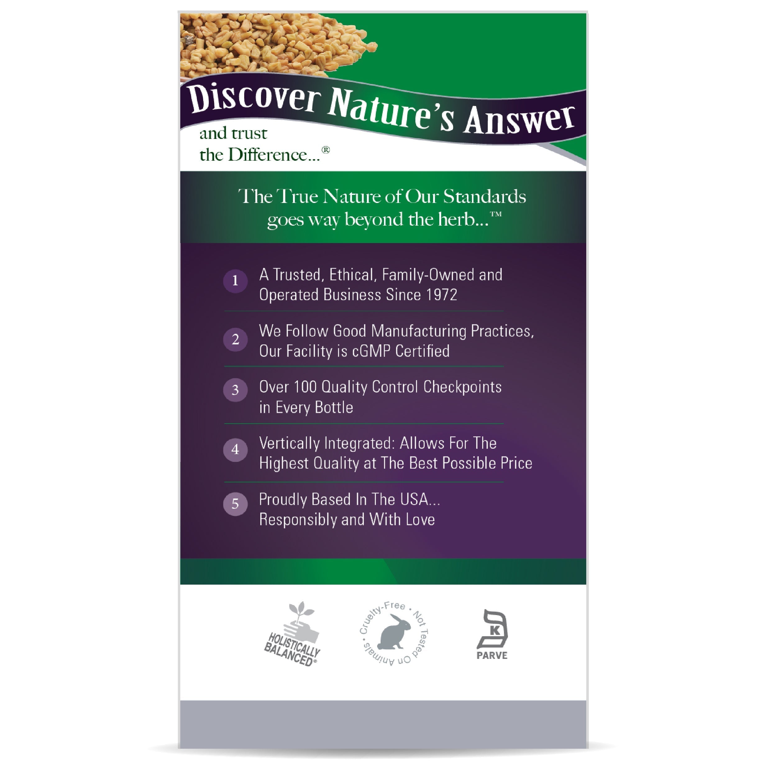 natures answer fenugreek seed 90 vegetarian capsules