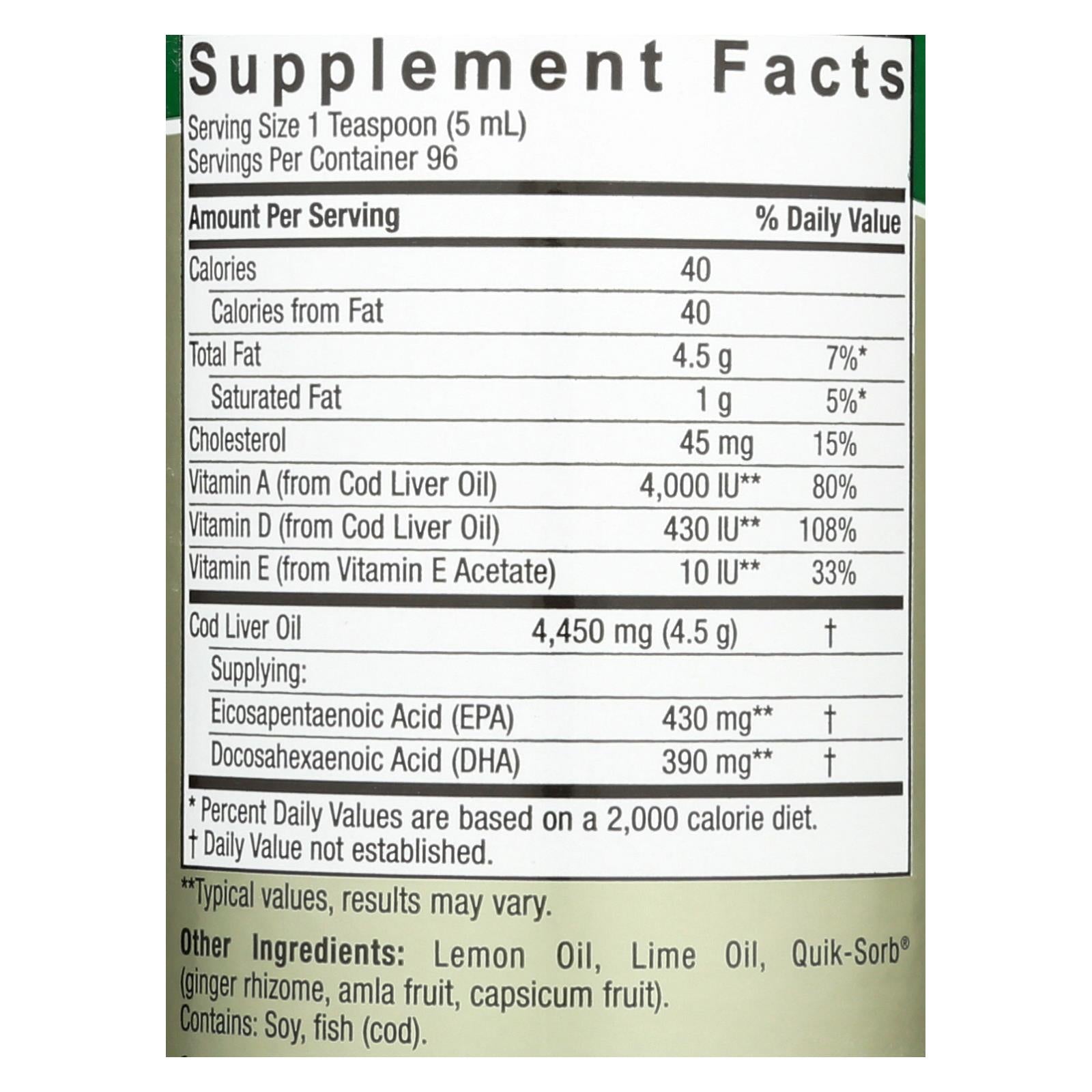 natures answer liquid norwegian cod liver oil 16 fl oz