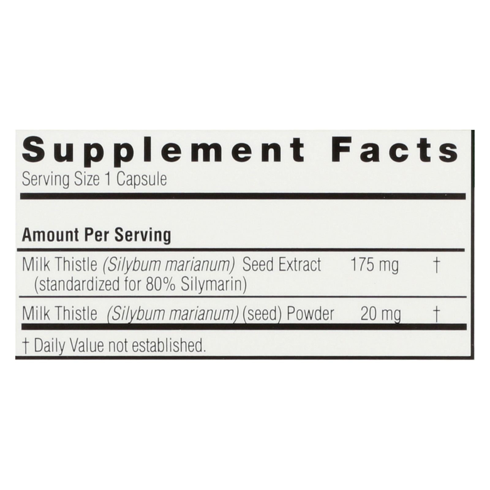 natures answer milk thistle seed extract 120 vegetarian capsules