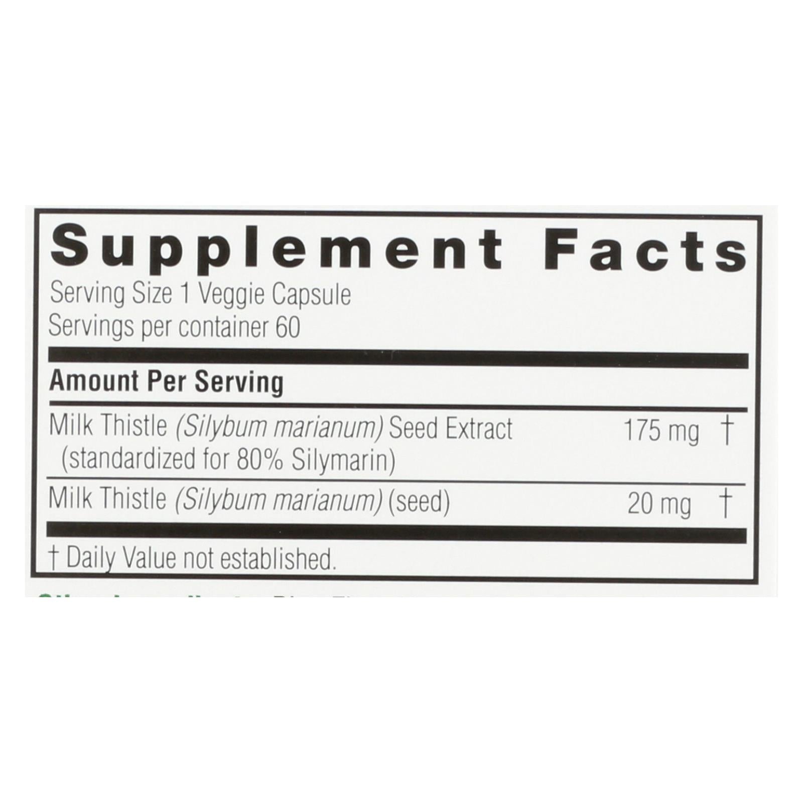 natures answer milk thistle seed extract 60 vegetarian capsules