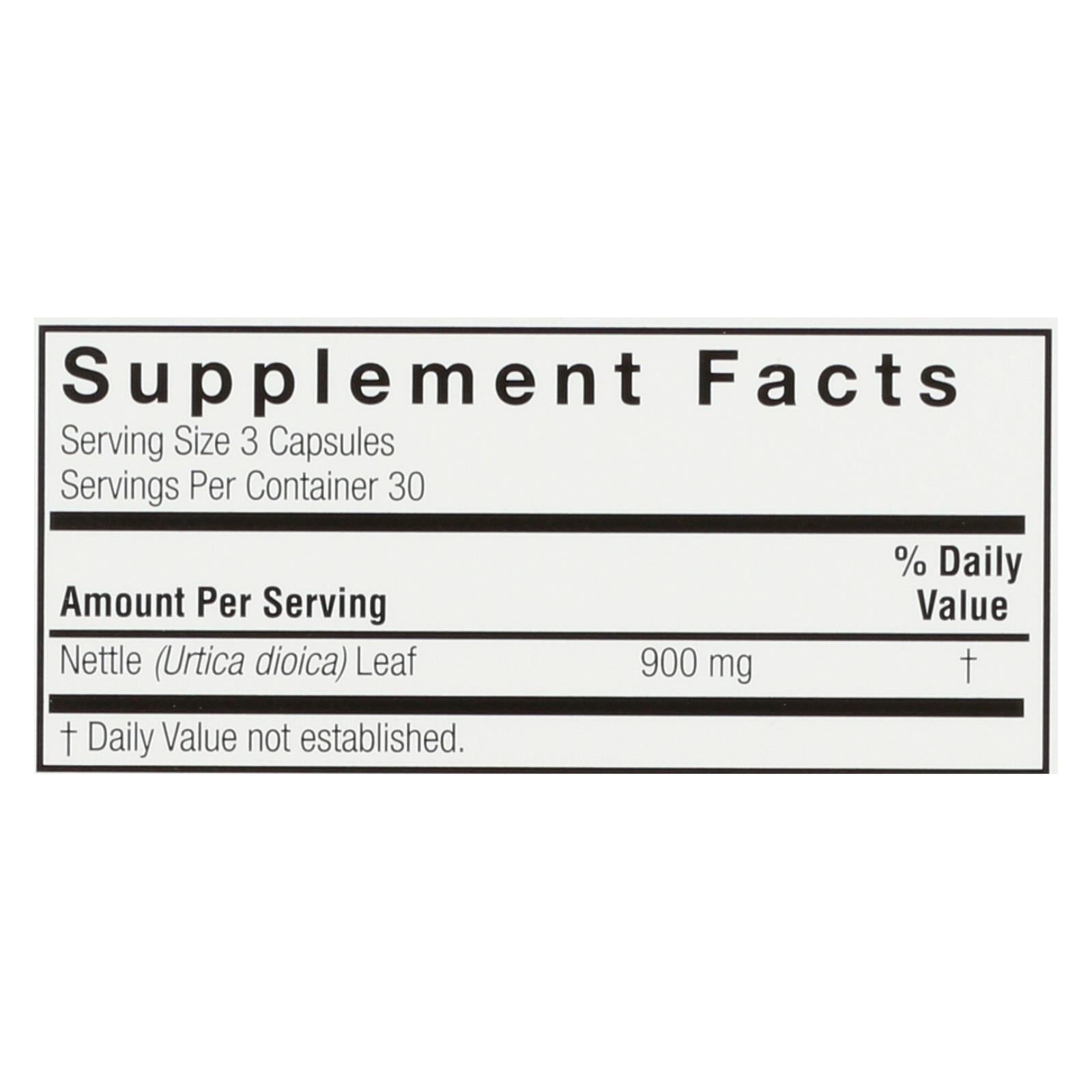 natures answer nettle leaf 900mg 1 each 90 cap