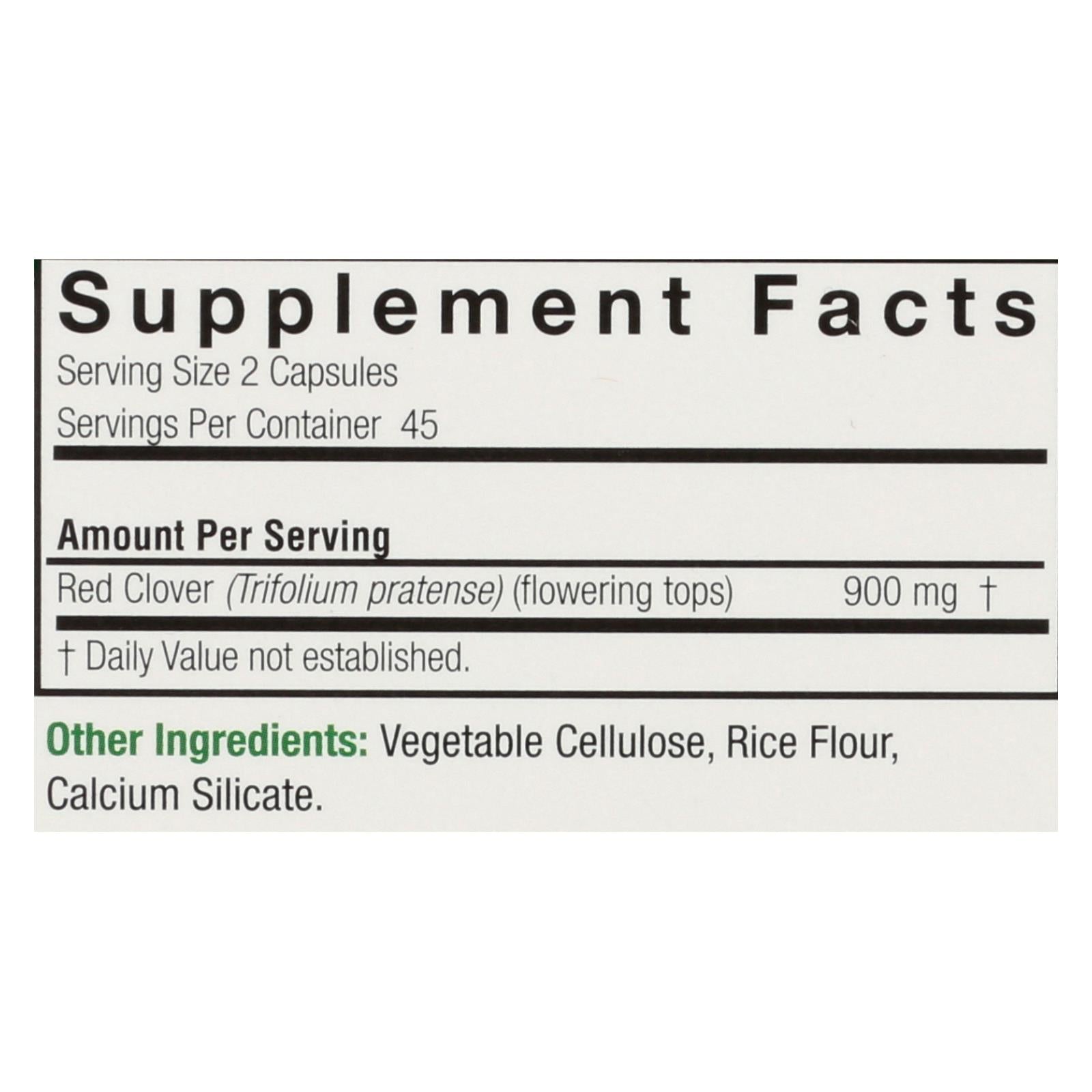 natures answer red clover tops 90 caps