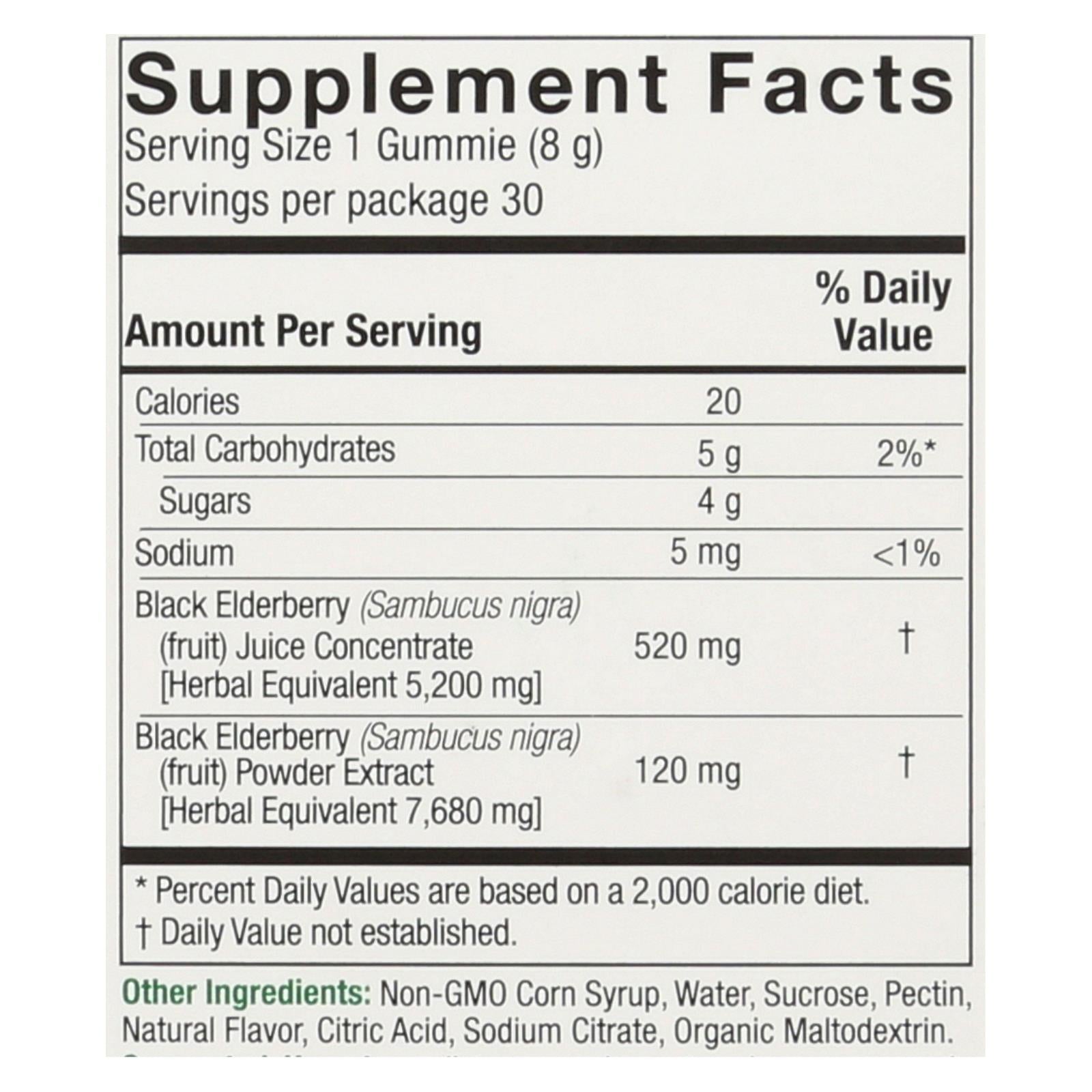 natures answer sambucus mega gummies 7x 30 count