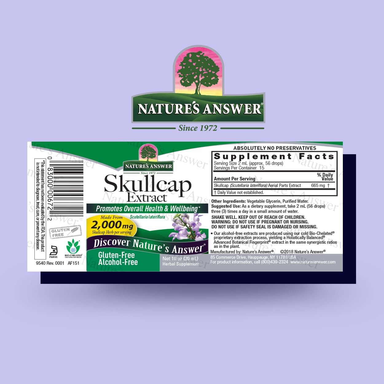 natures answer skullcap herb alcohol free 1 fl oz