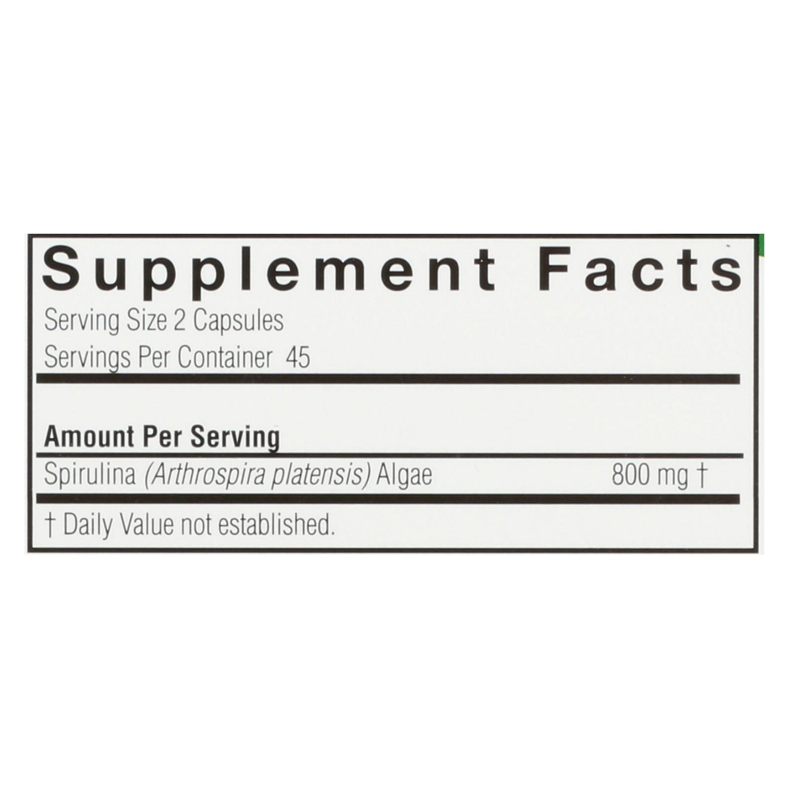 natures answer spirulina 90 capsules